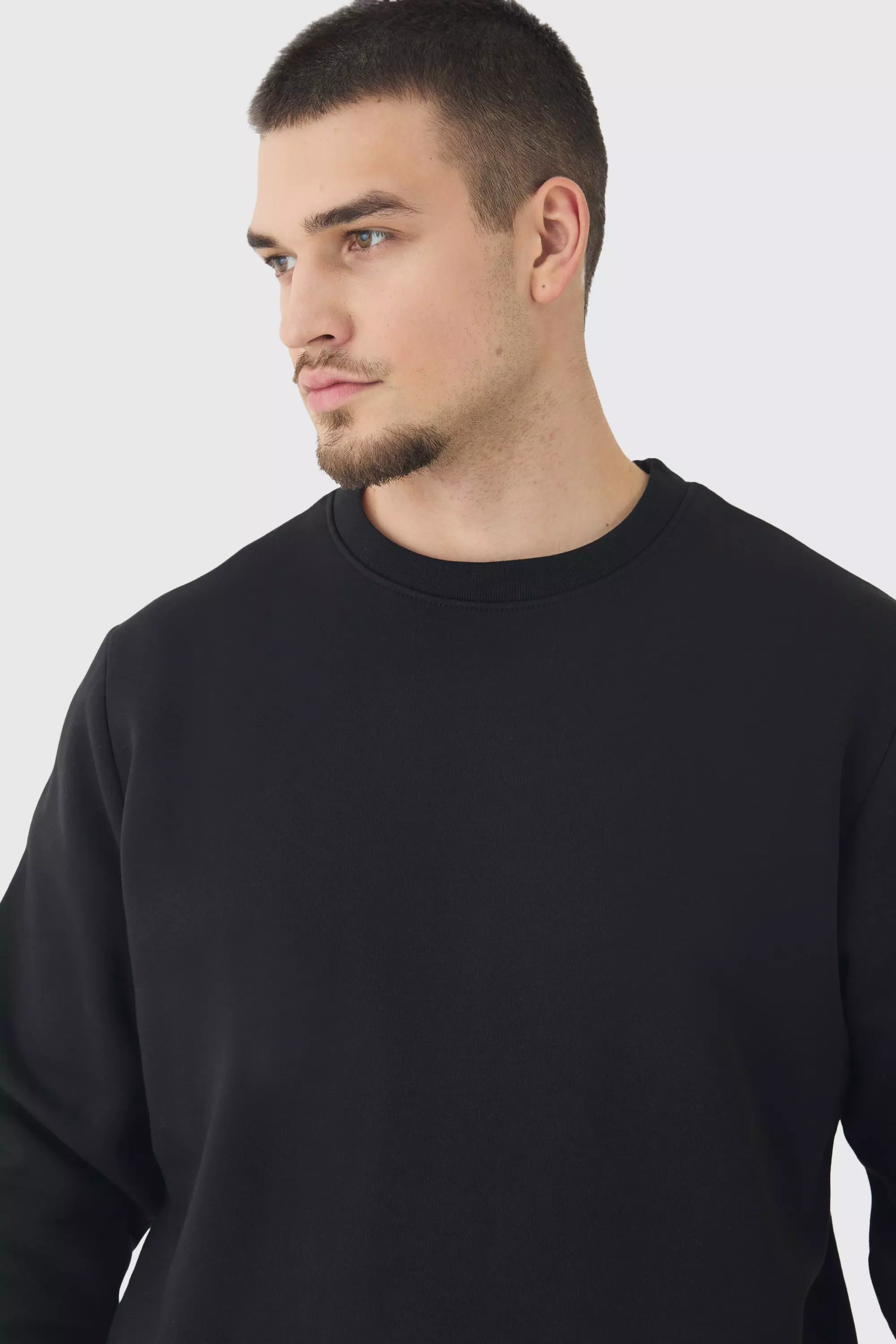 Tall schwarzes Rundhals-Sweatshirt, Black alternatives Bild