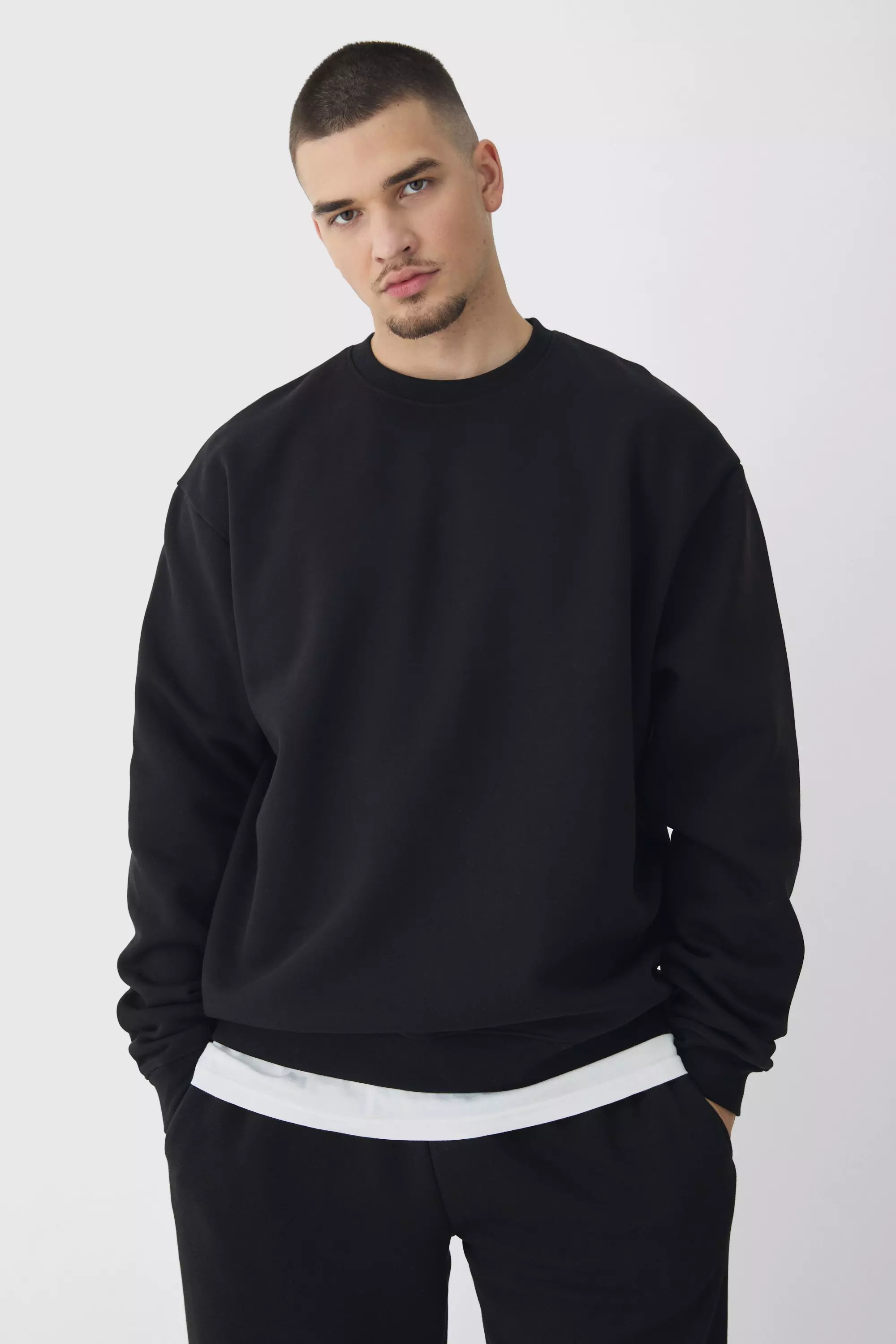 Black 330GSM Tall Oversized Sweatshirt In Black