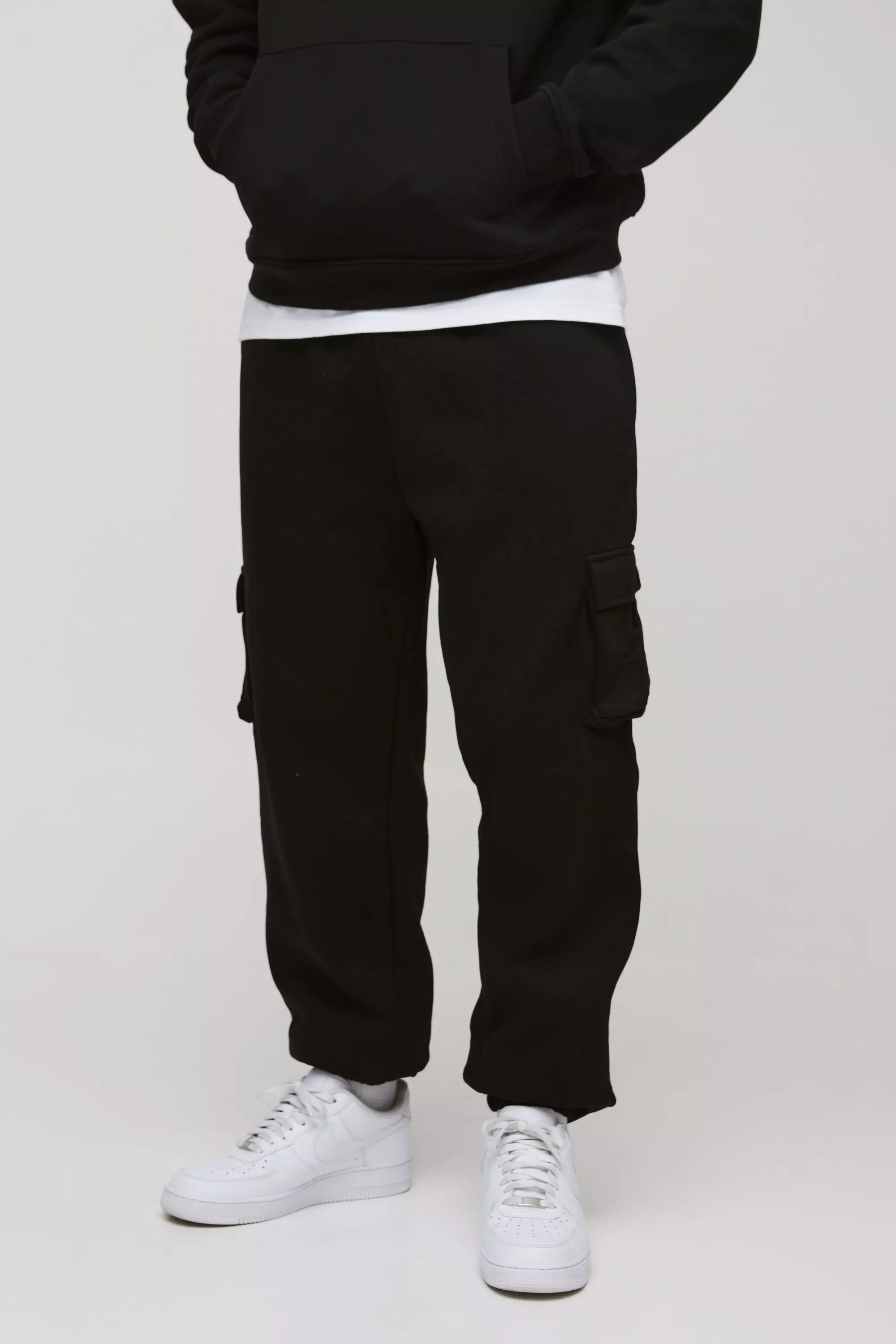 330GSM Tall Oversized Cargo Joggers In Black alternative image