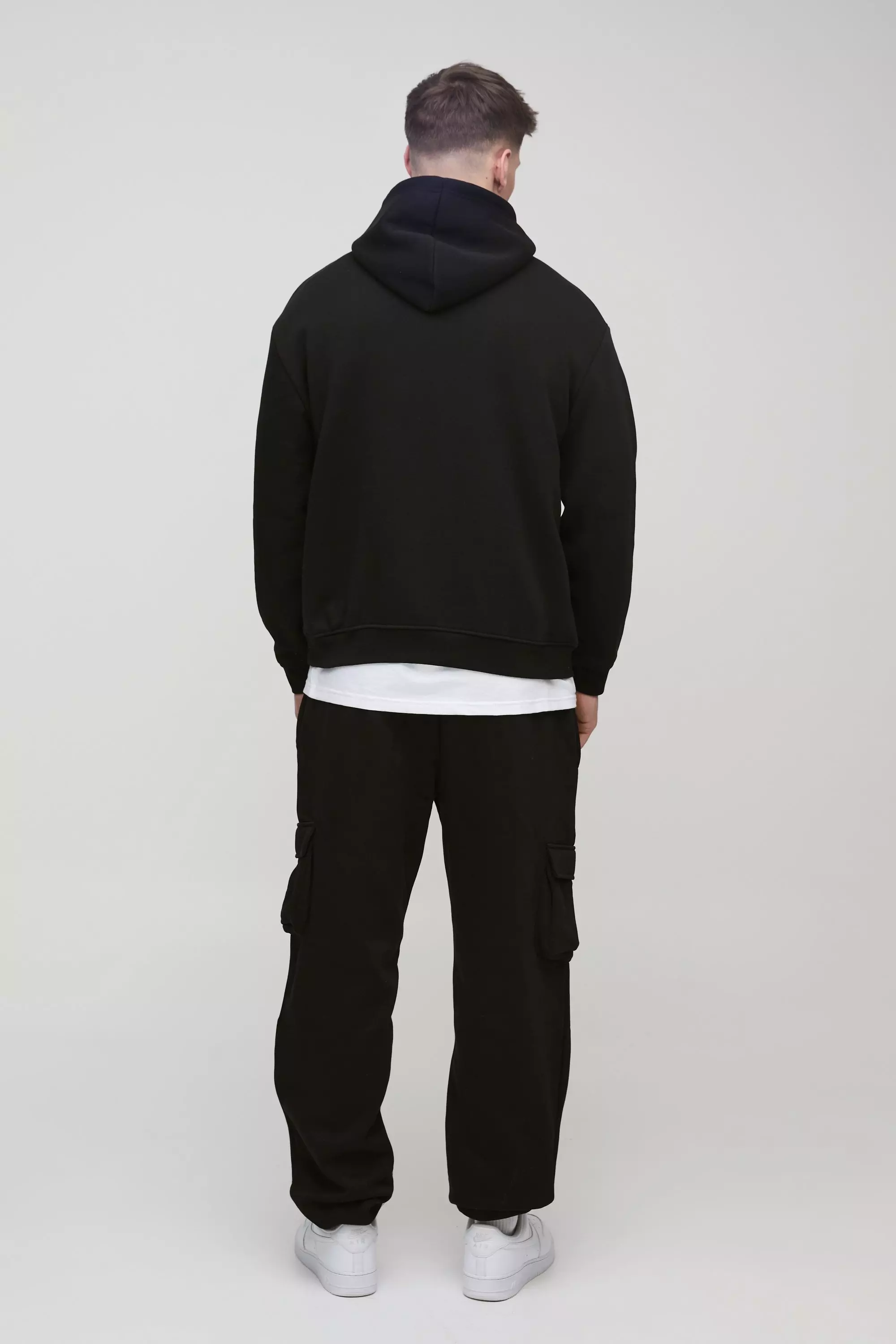 330GSM Tall Oversized Cargo Joggers In Black alternative image