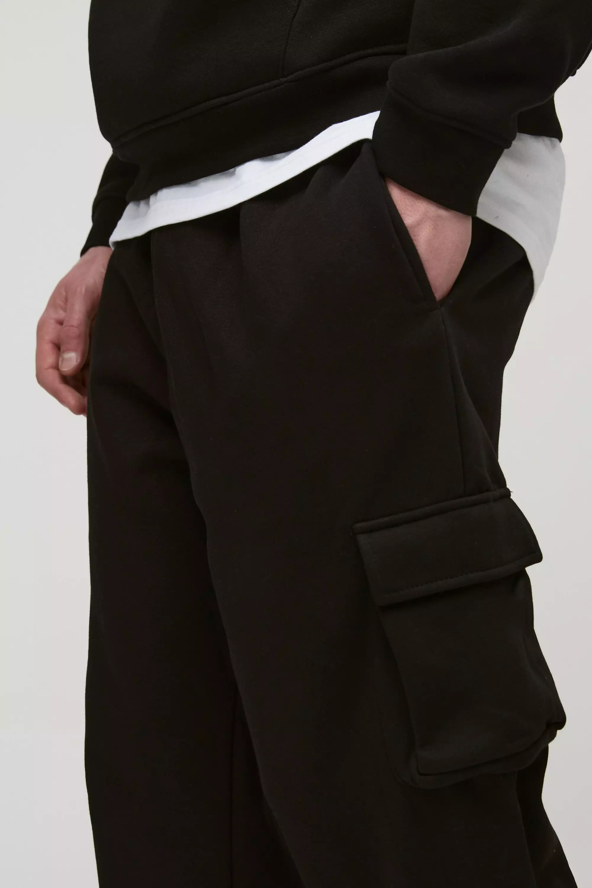 330GSM Tall Oversized Cargo Joggers In Black alternative image