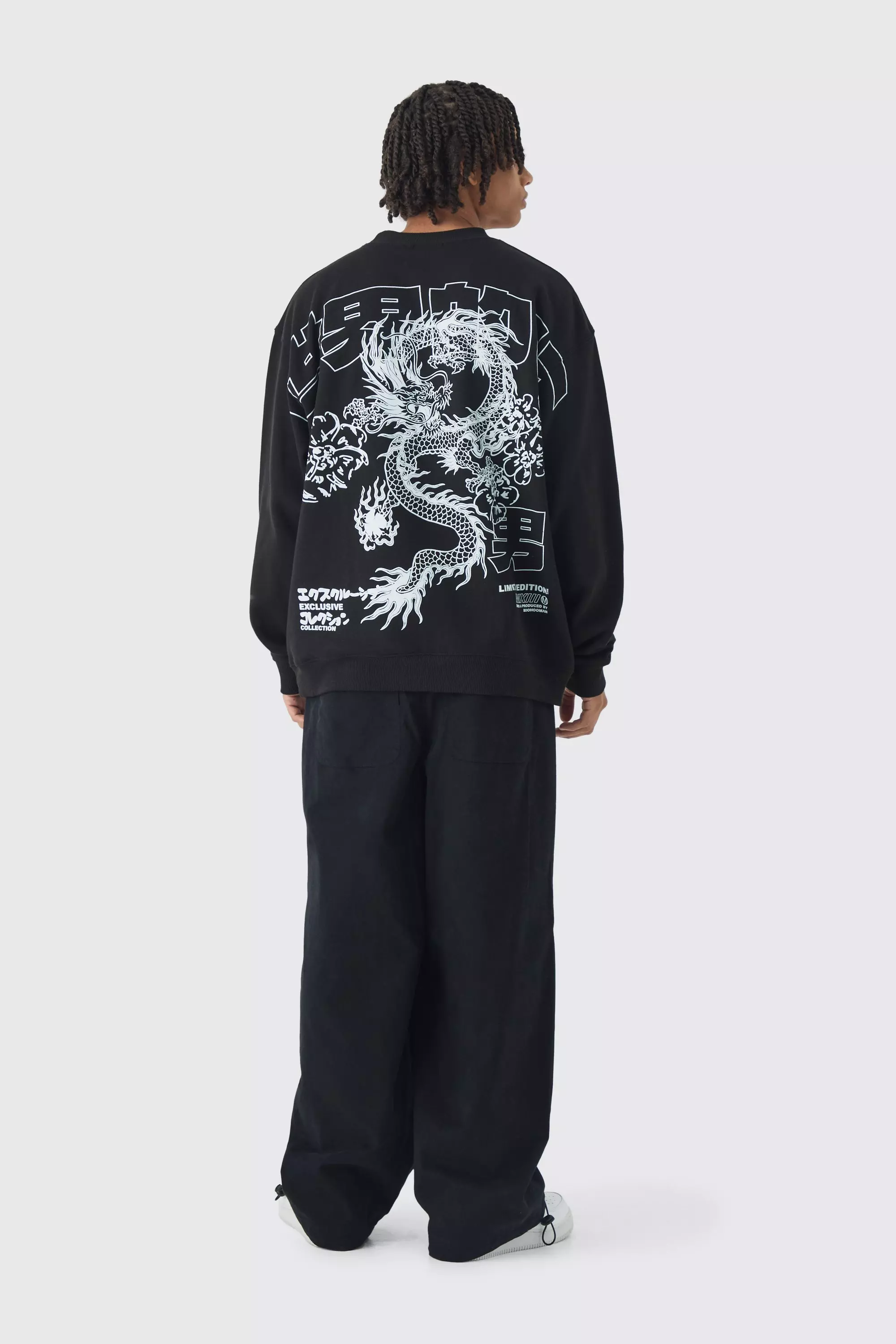 Oversize Sweatshirt mit Drachen-Print, Black alternatives Bild