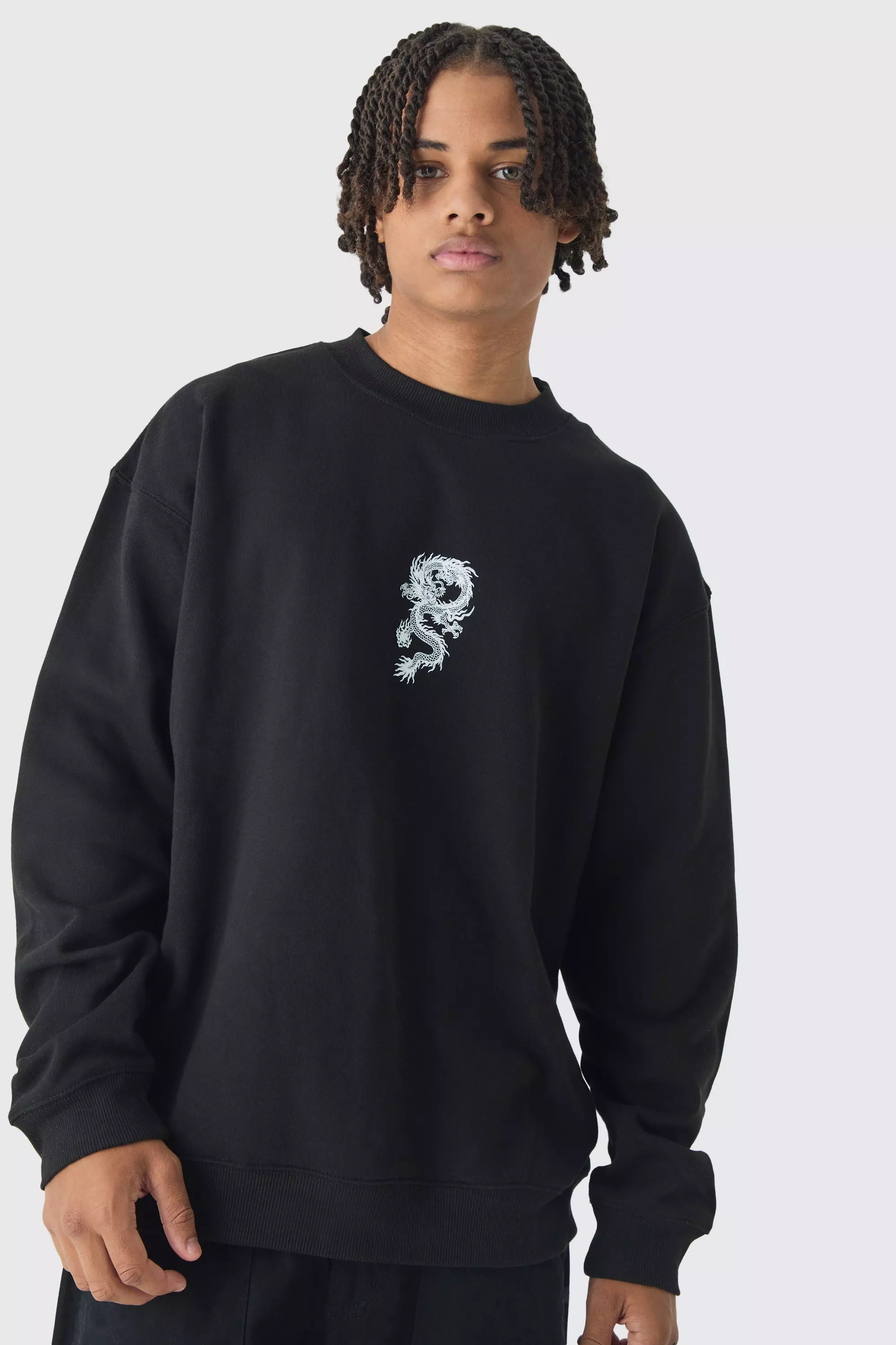 Oversize Sweatshirt mit Drachen-Print, Black alternatives Bild