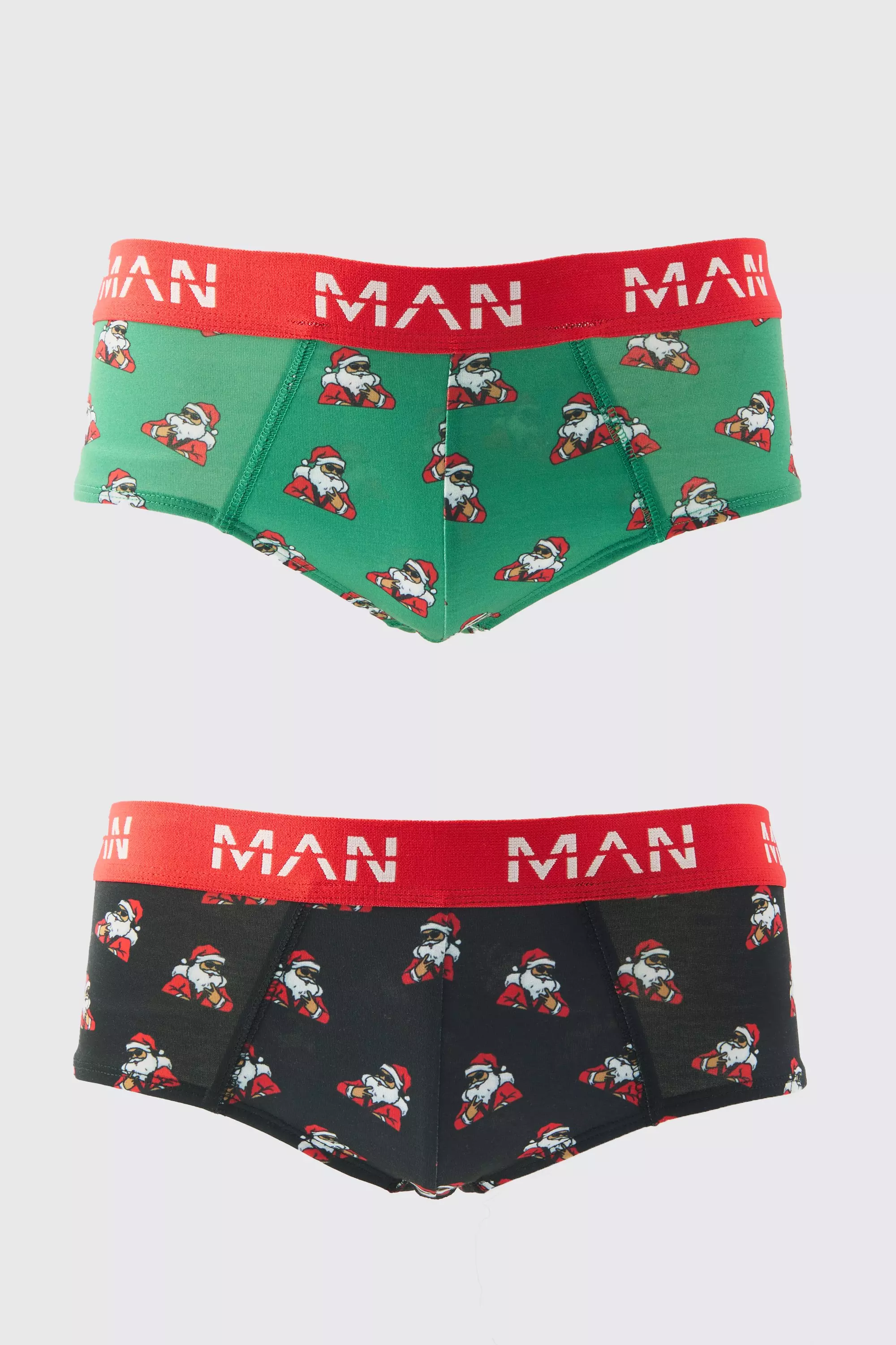 2 Pack Man Santa Claus Christmas Briefs Multi