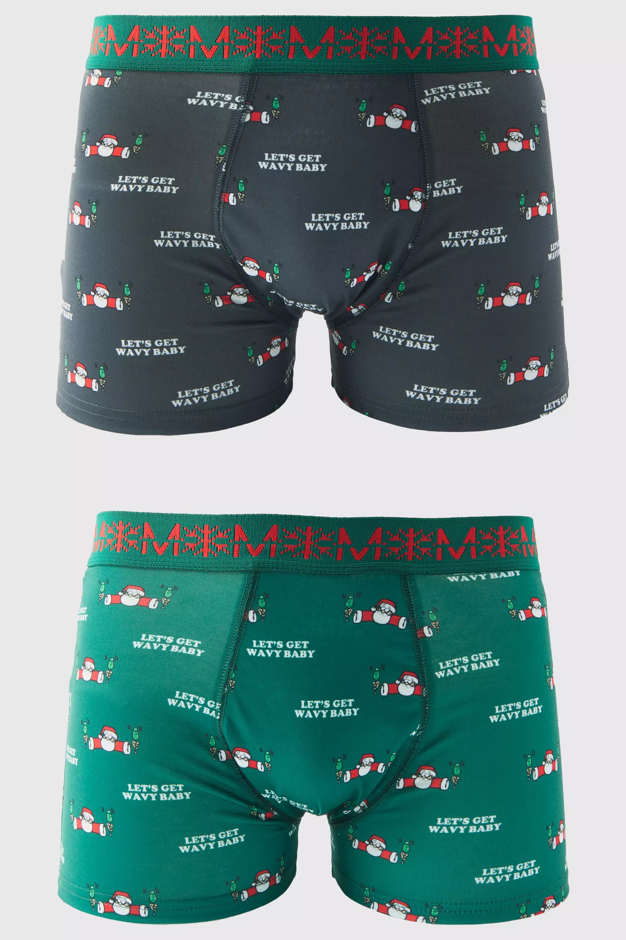 2 Pack Man Lets Get Wavy Christmas Boxers Multi