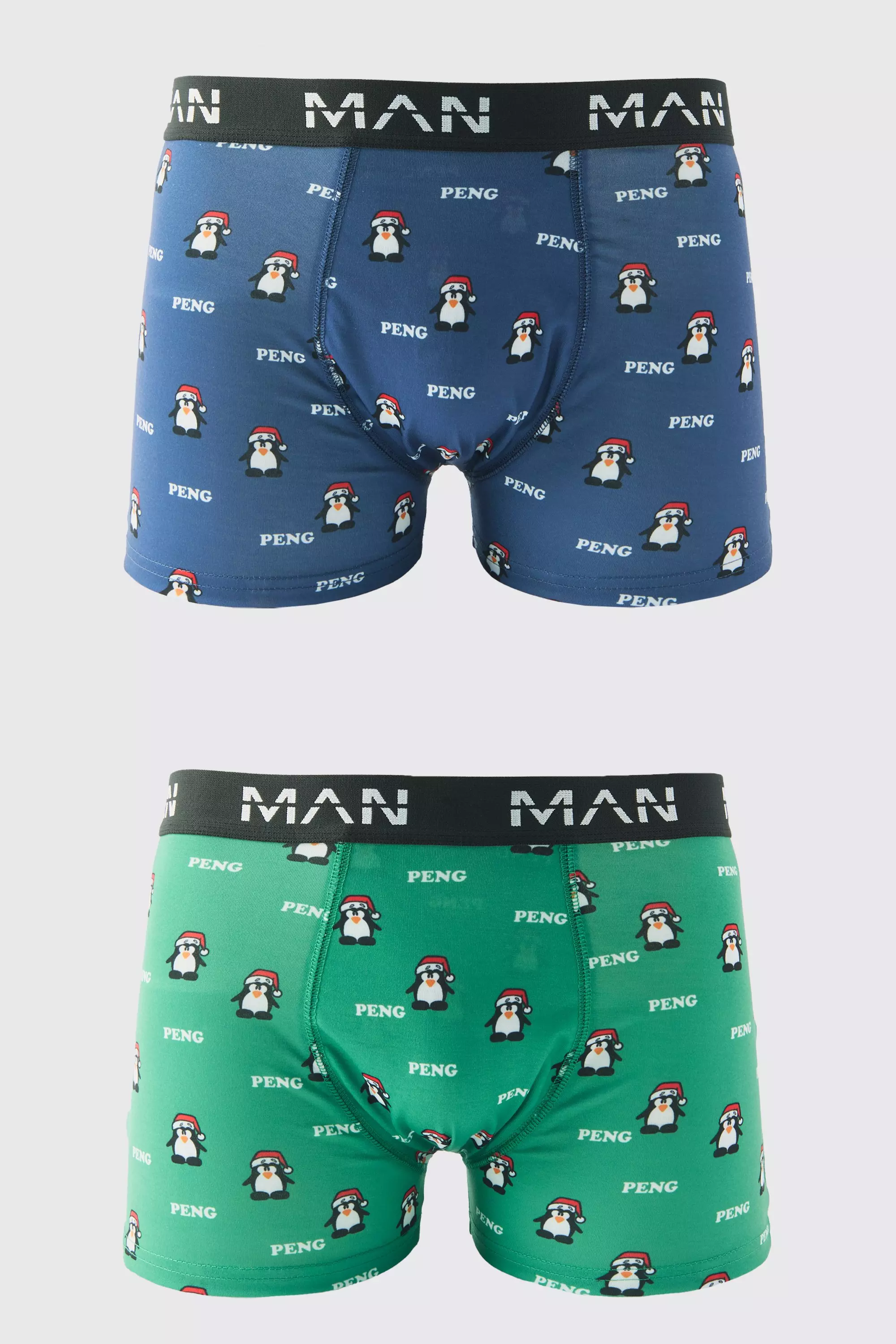 2 Pack Man Peng Christmas Boxers Multi