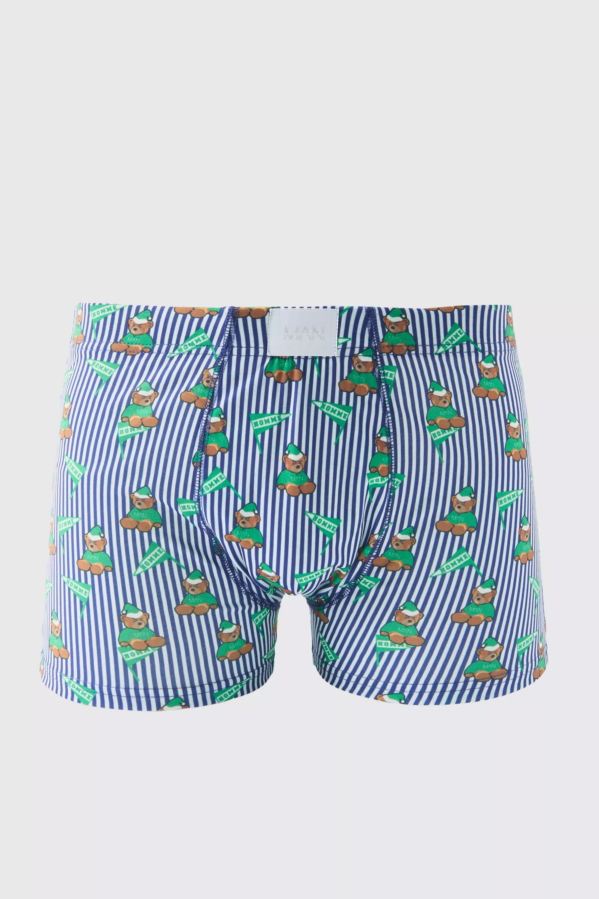 Stripe Christmas Boxers With Woven Tab Multi