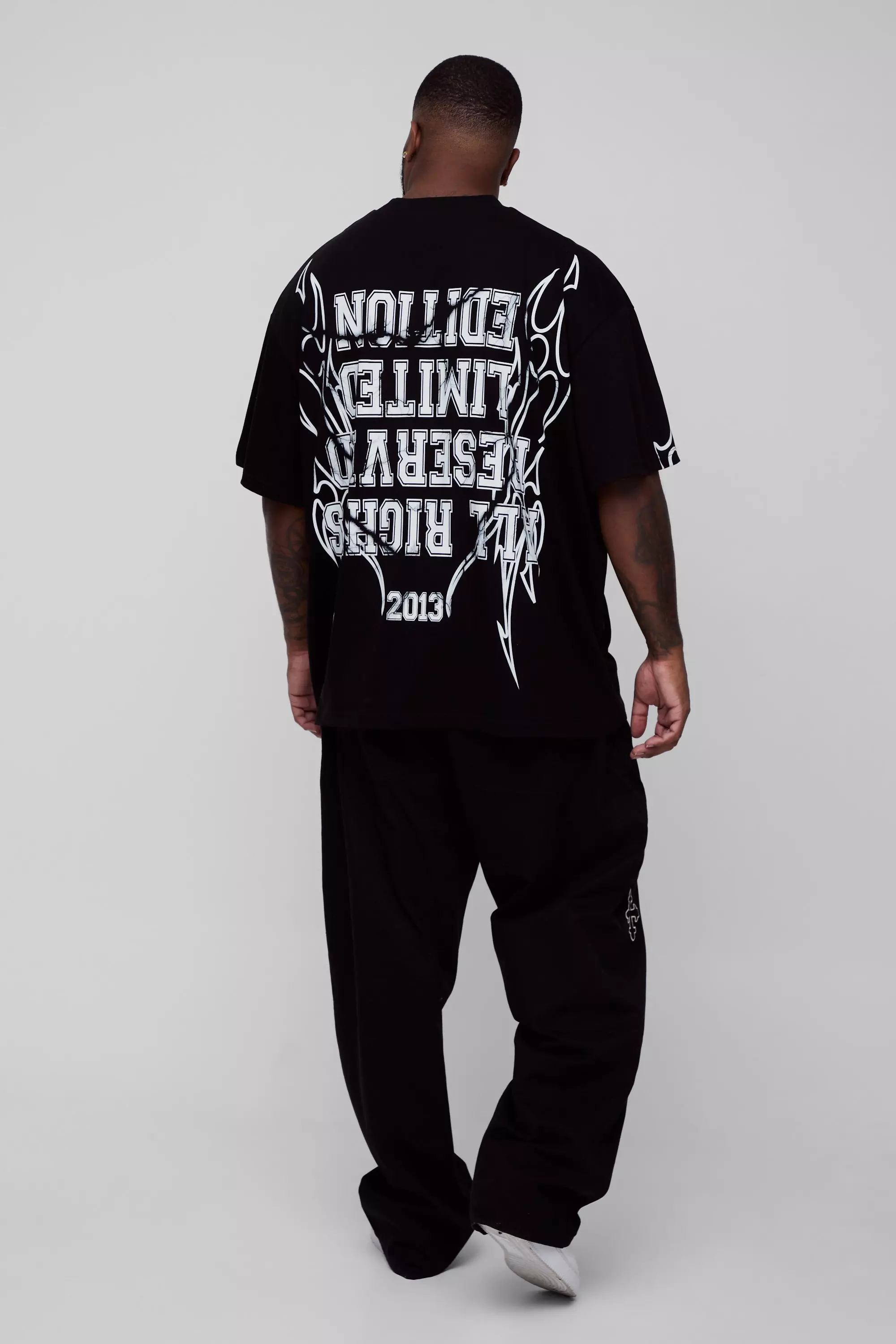 Black Plus Baggy Broek Met Gekruiste Bandjes alternatieve afbeelding