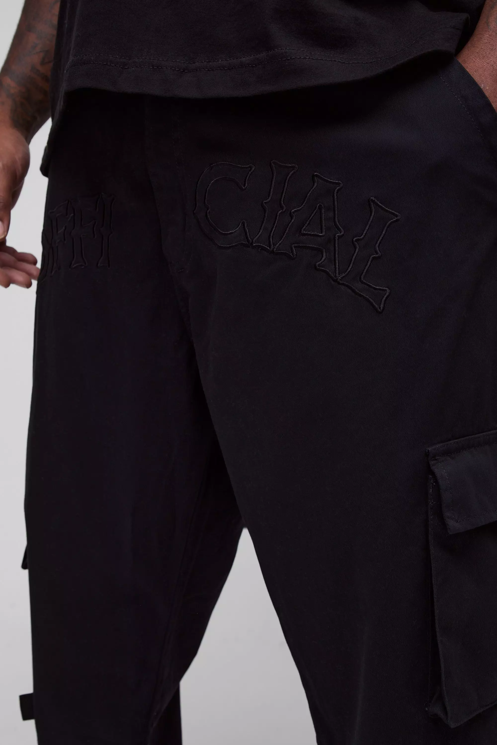 Grande taille - Pantalon cargo fendu, Black autre image
