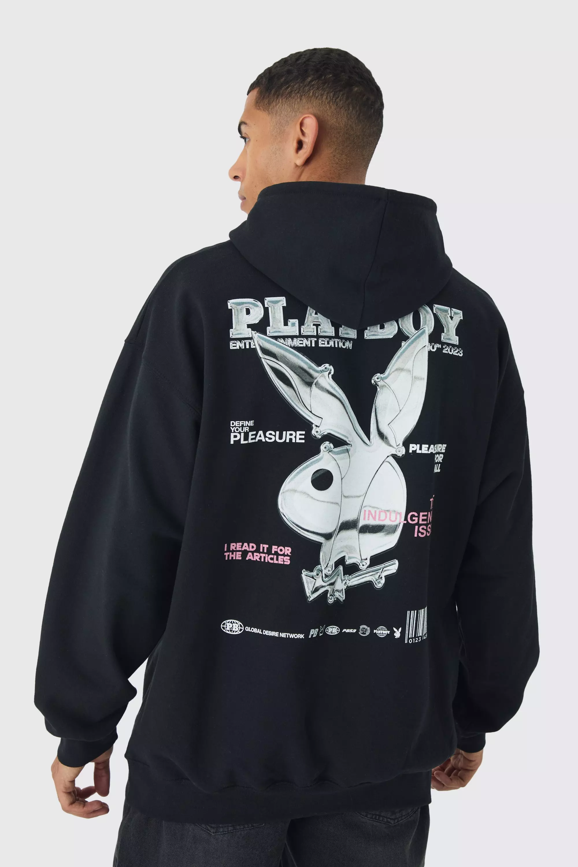 Oversized Playboy Varsity License Print Hoodie boohooMAN