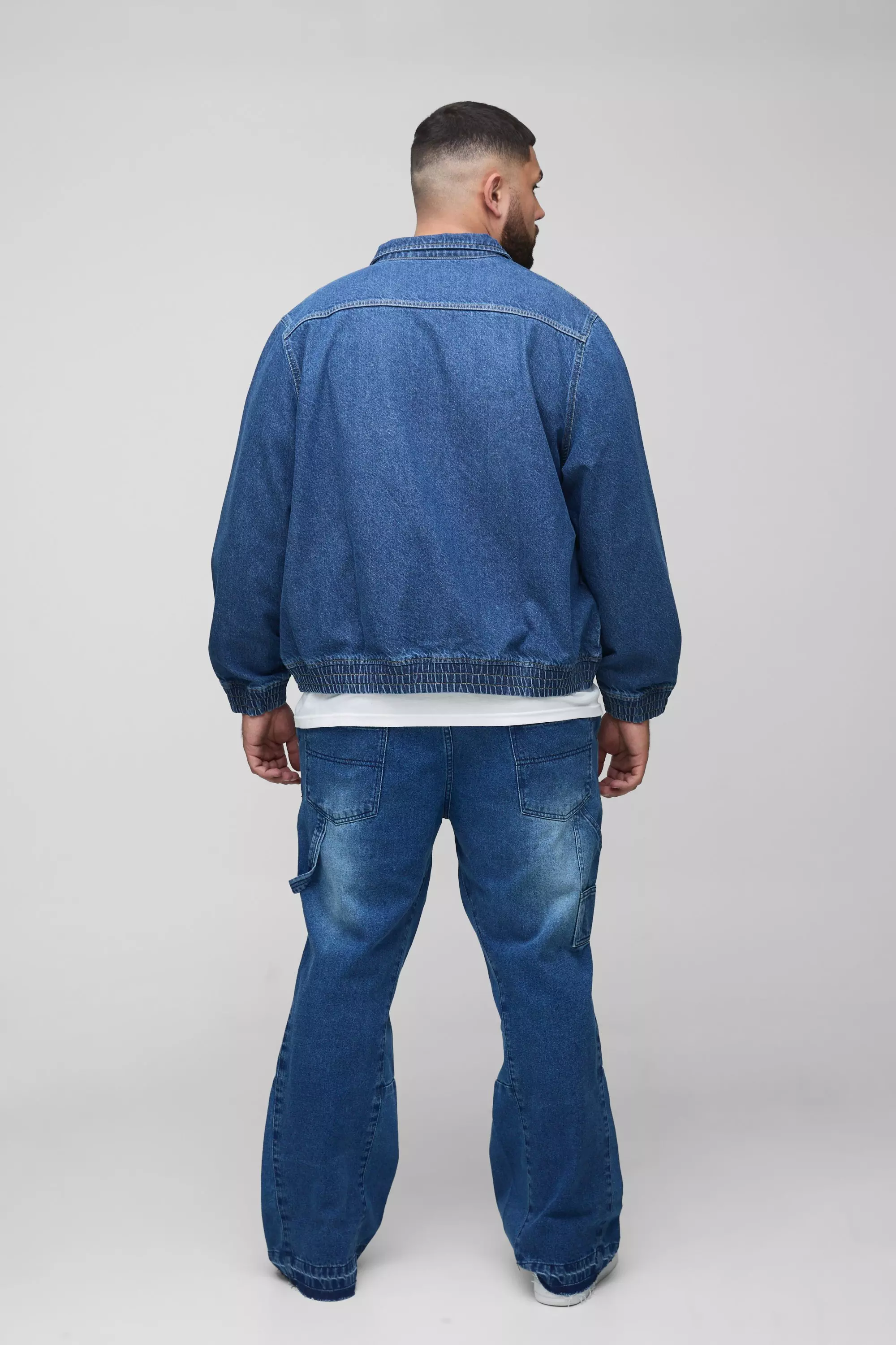 Grande taille - Jean charpentier à écusson croisé, Mid wash autre image