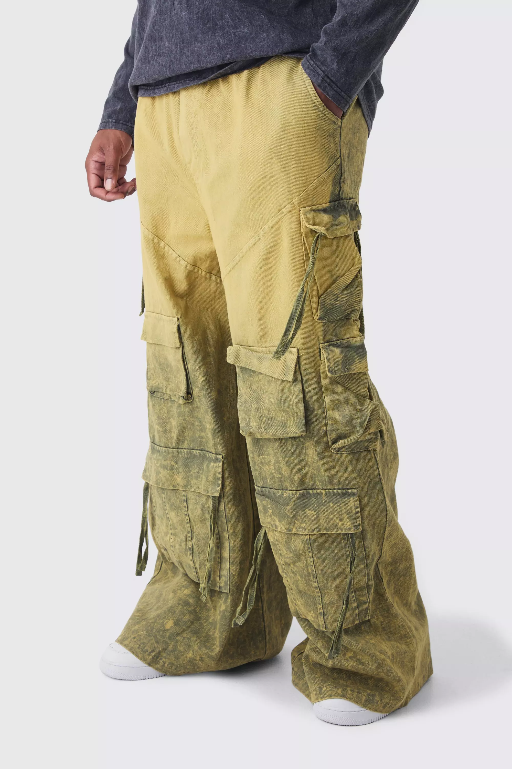 Plus extrem lockere Cargo-Hose mit Taschen, Khaki alternatives Bild