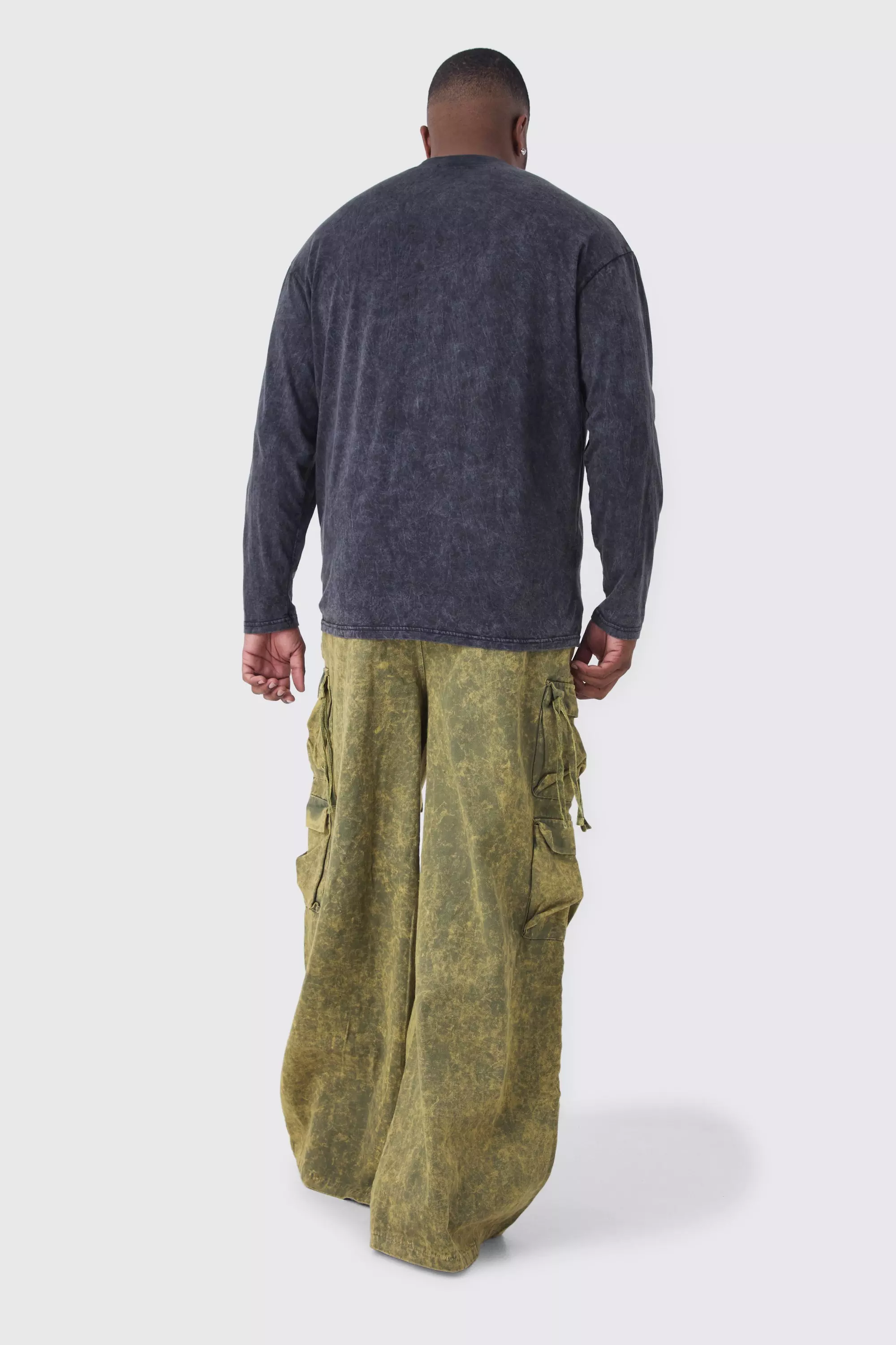 Plus extrem lockere Cargo-Hose mit Taschen, Khaki alternatives Bild