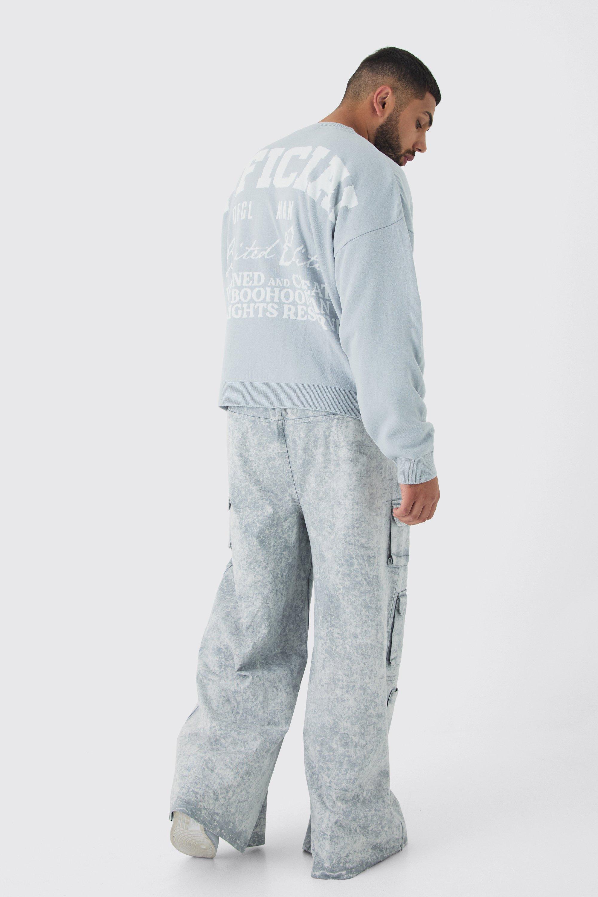 Plus Elasticated Waist Extreme Baggy Heavyweight Washed Multi Cargo Pants | boohooMAN USA