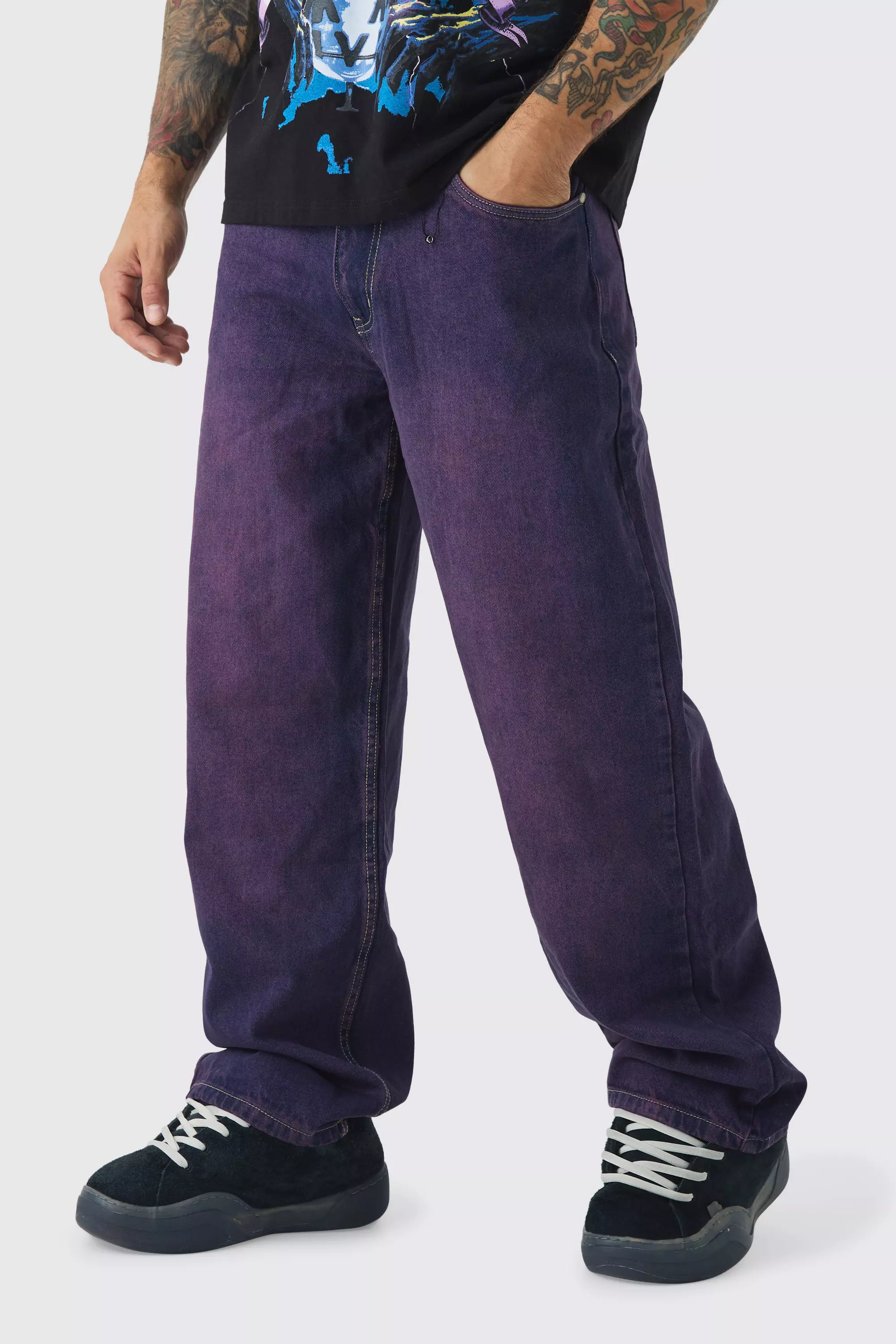 Relaxed Rigid Dark Pink Tinted Jeans alternative image