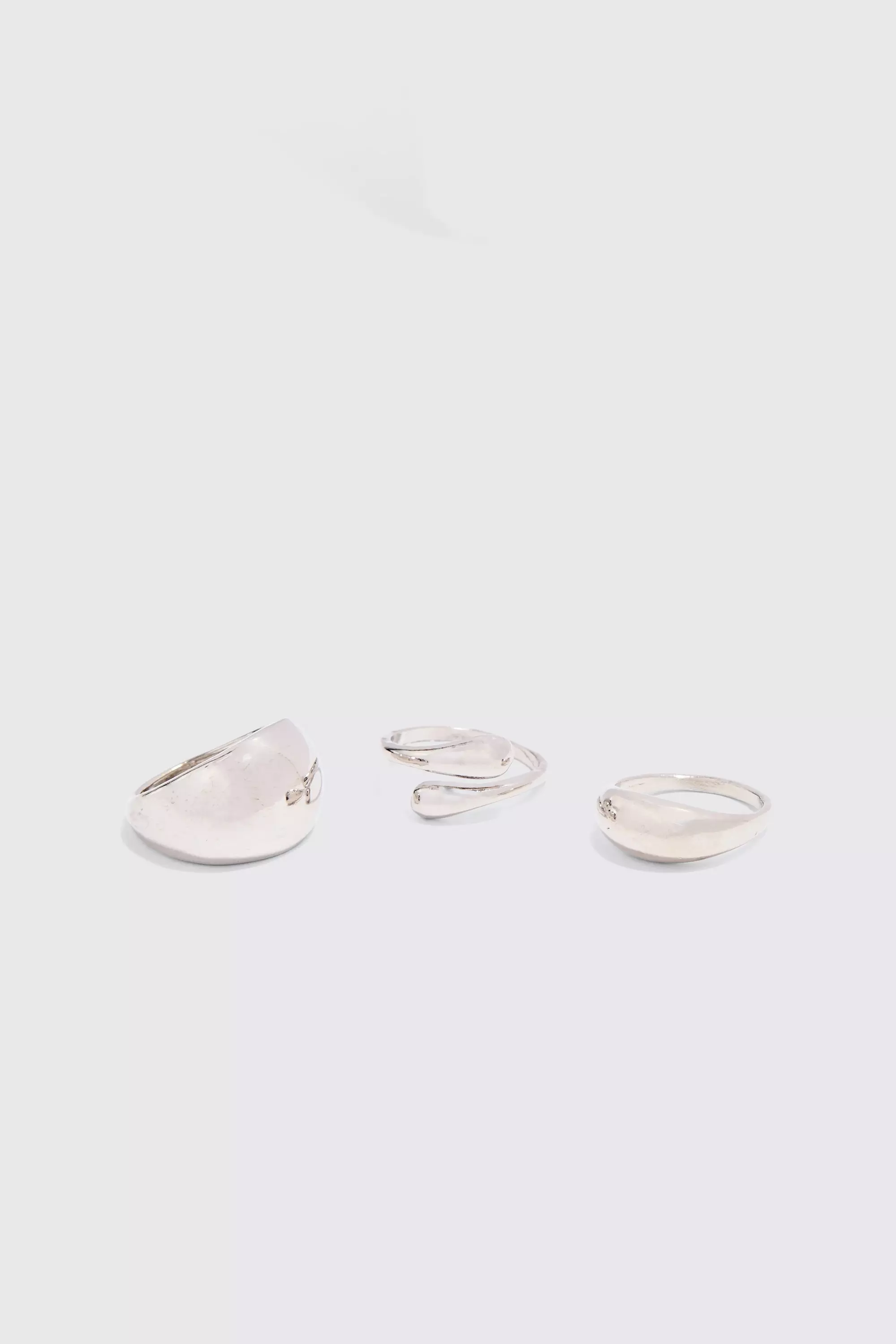 3 Pack Minimal Rings in Silver Silver