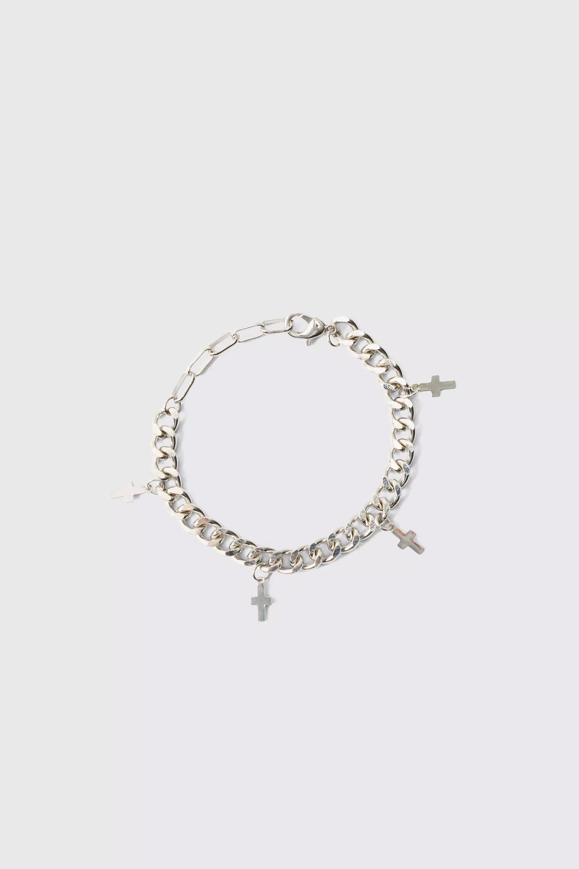 Cross Charm Bracelet in Silver Silver