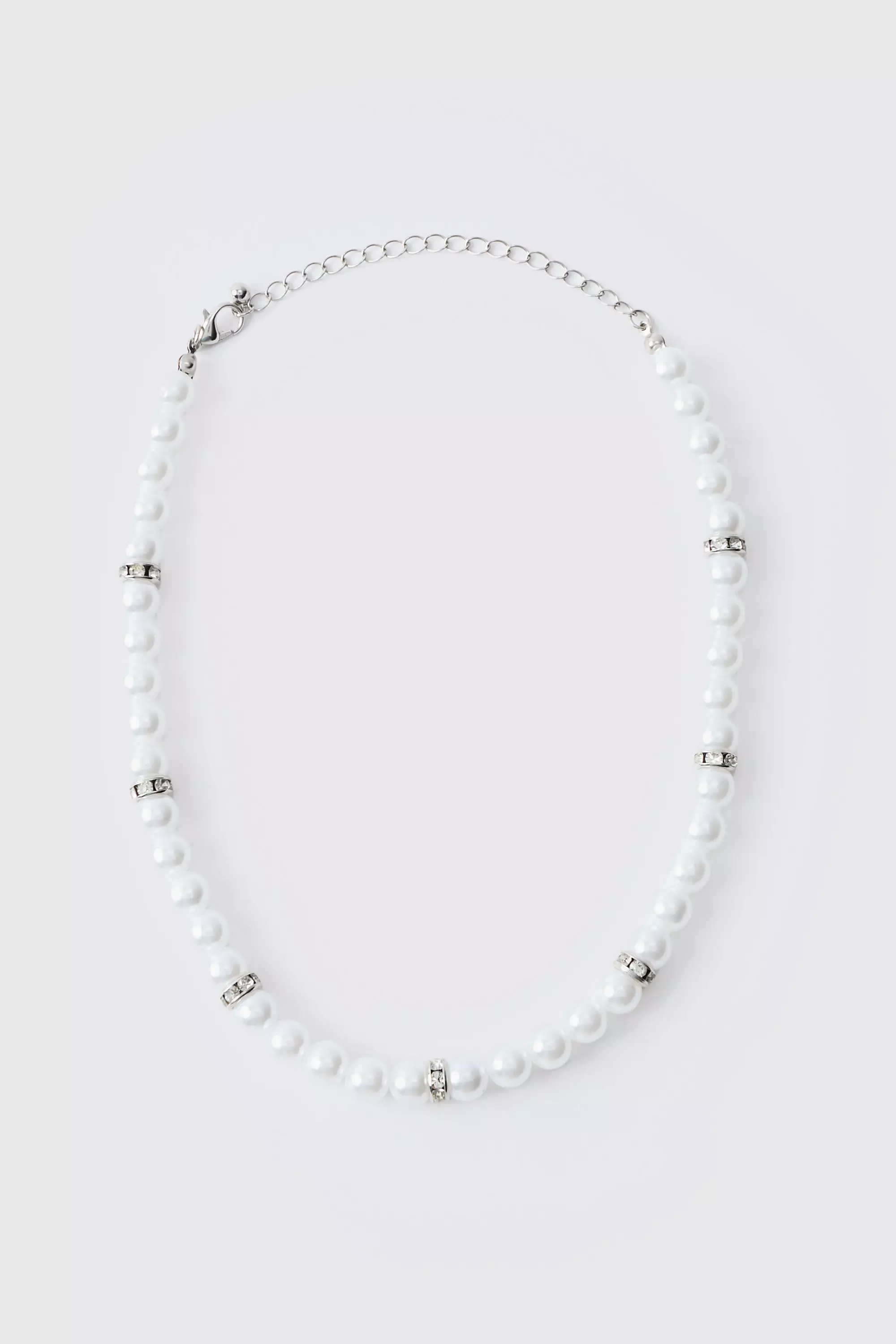 Pearl Bead Necklace in Silver alternative image