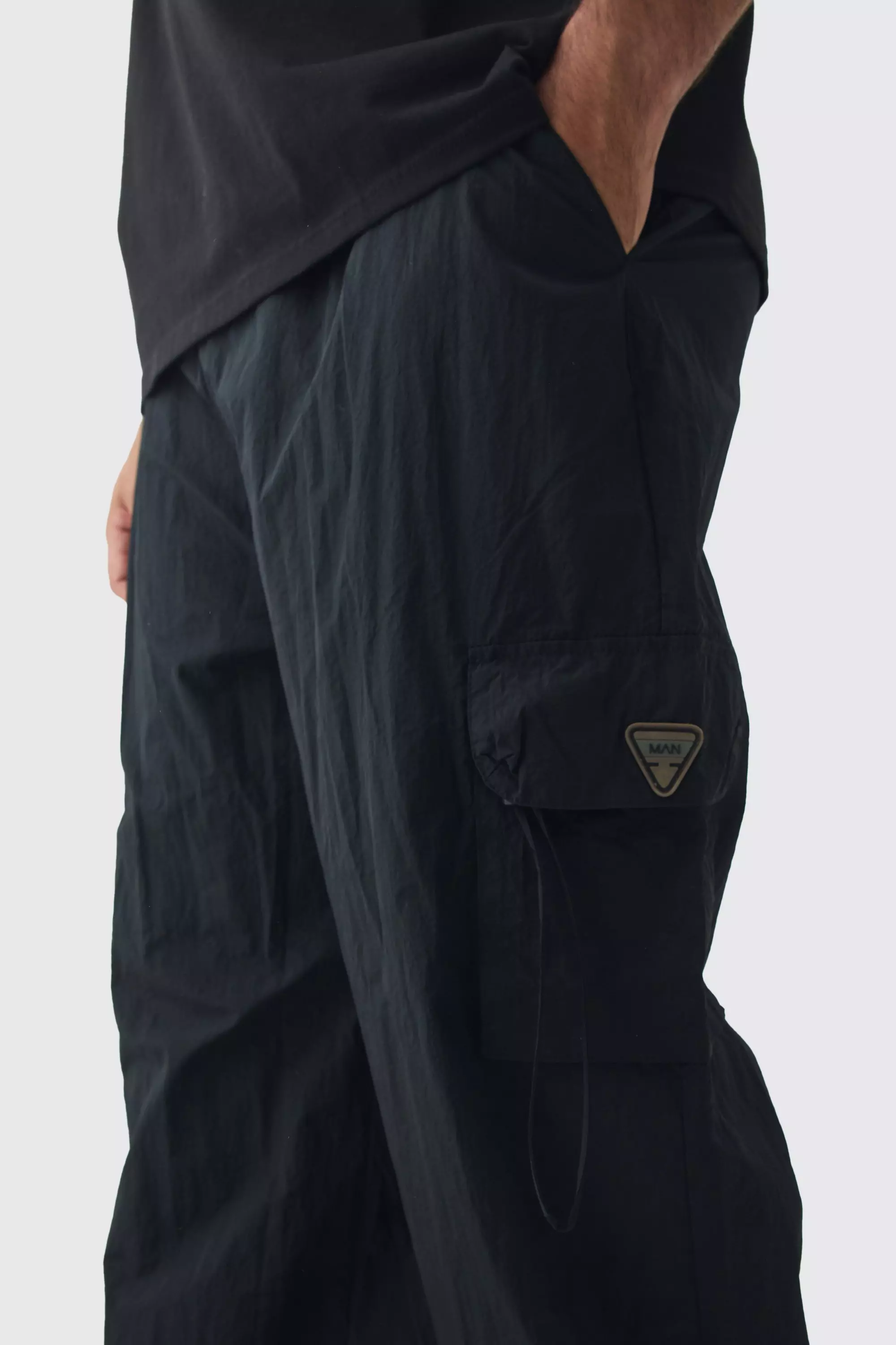 Grande taille - Pantalon cargo plissé en nylon, Black autre image