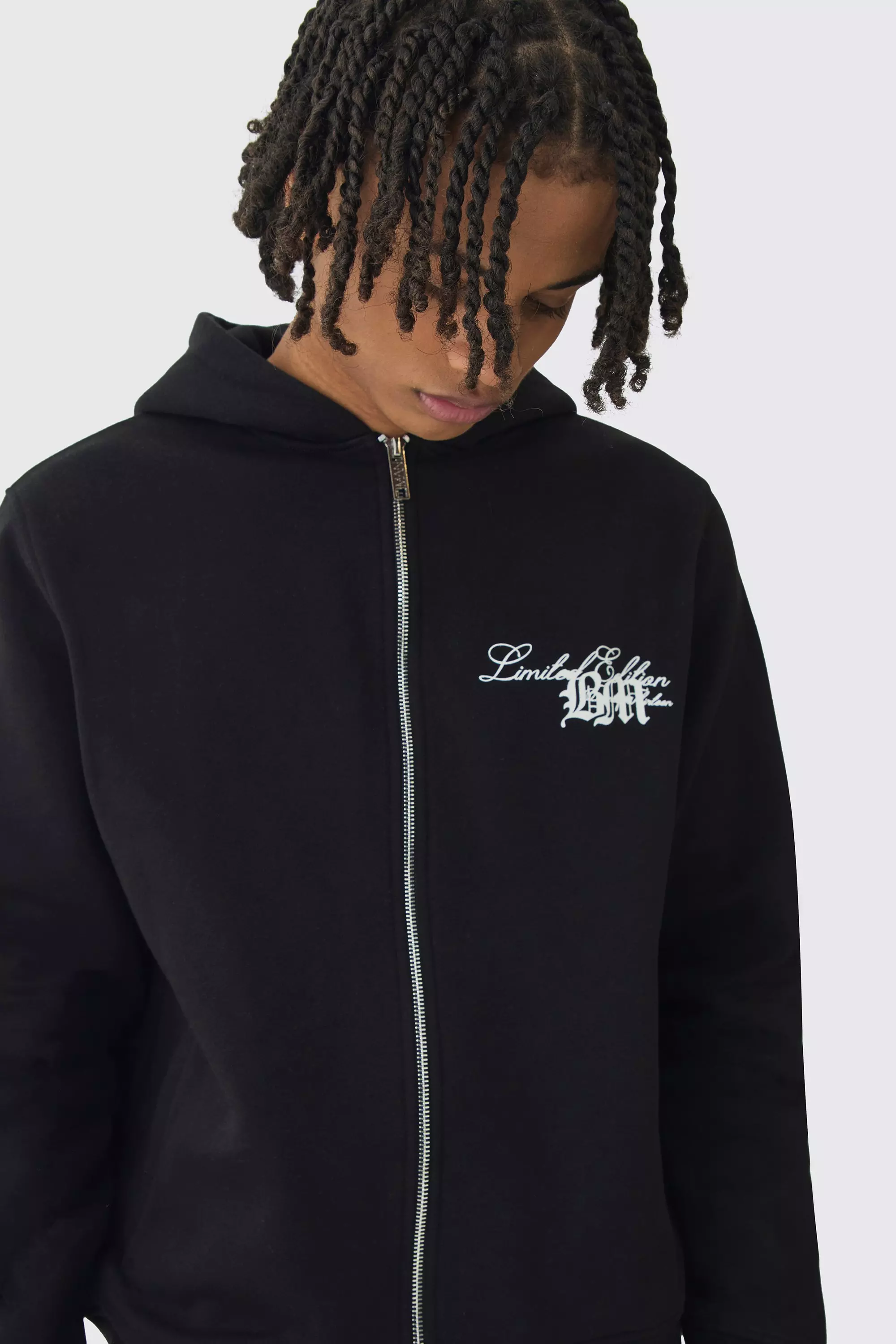BM Zip Through Print Hoodie boohooMAN USA
