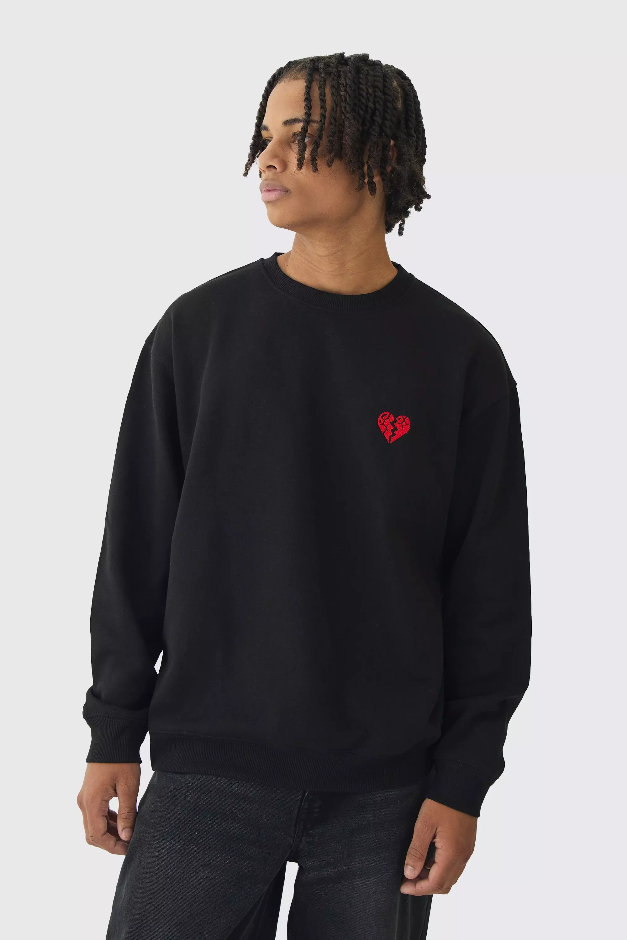 Oversized Broken Heart Sweatshirt boohooMAN UK