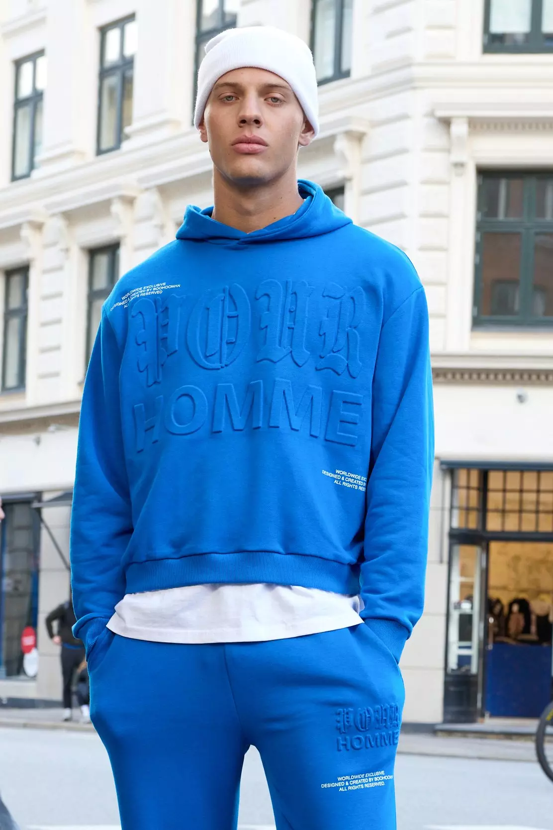 Cobalt Oversized Boxy Homme Printed Embossed Hoodie alternative image