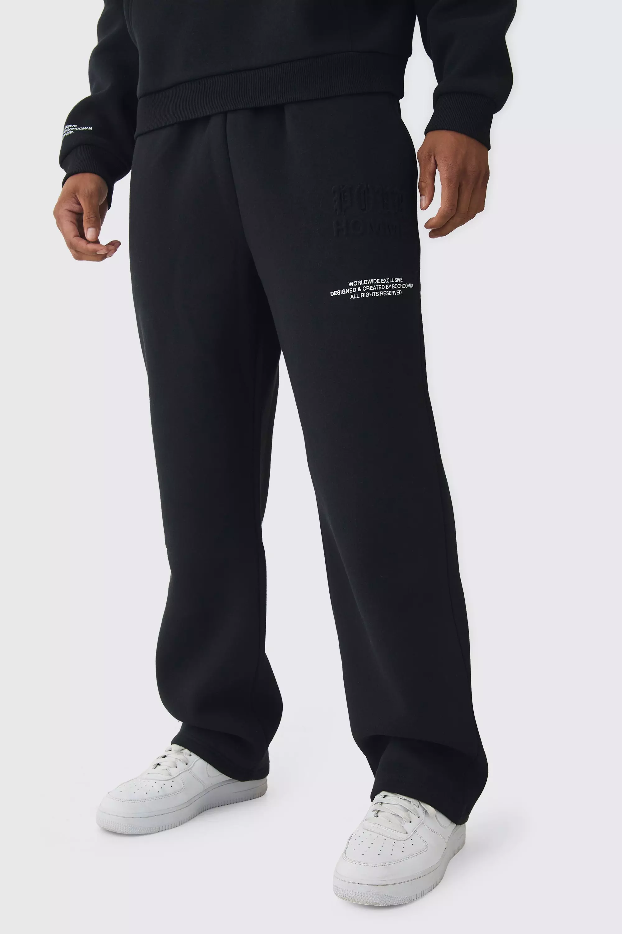 Relaxed Fit Homme Printed Embossed Sweatpants Black