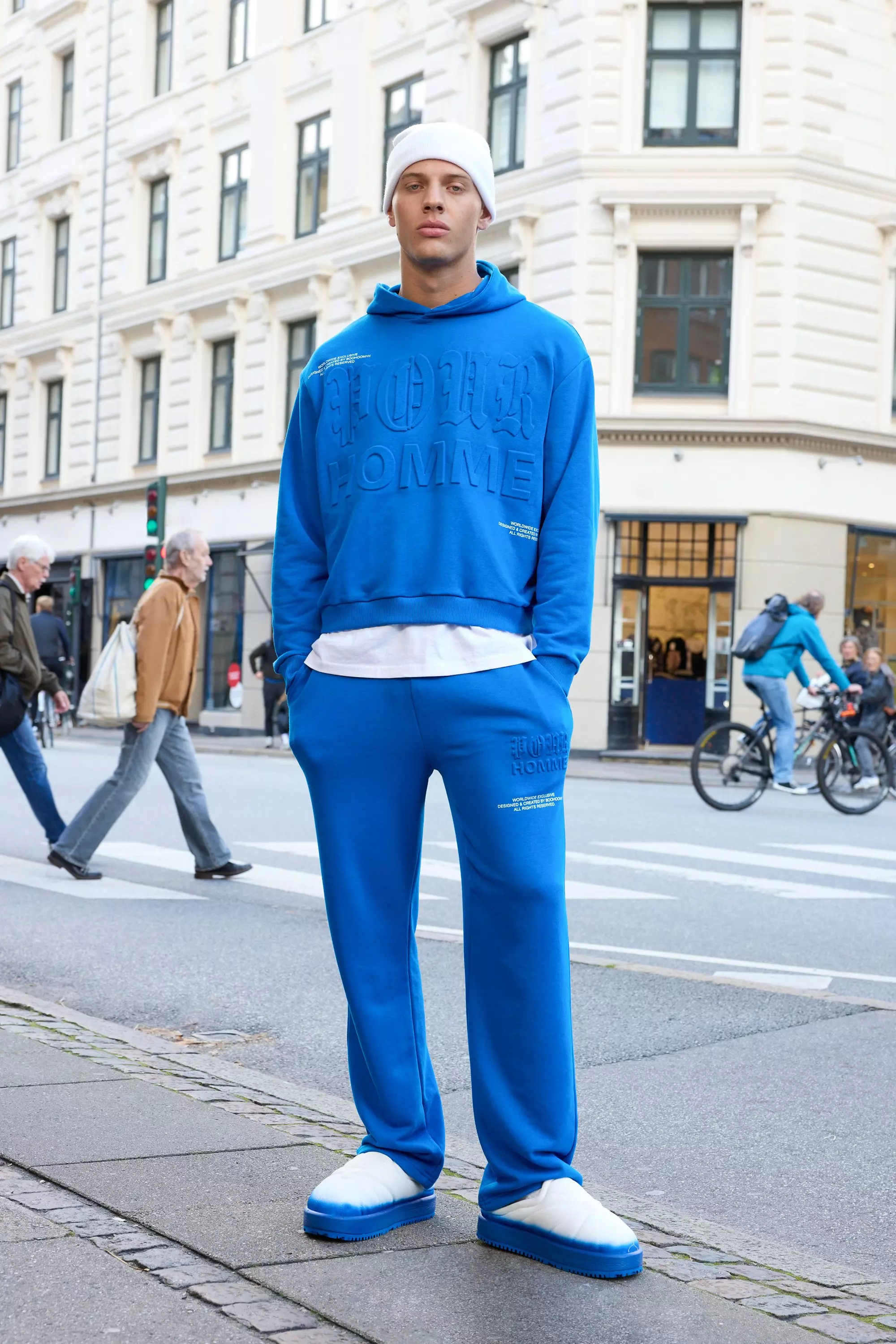 Relaxed Fit Homme Printed Embossed Sweatpants Cobalt