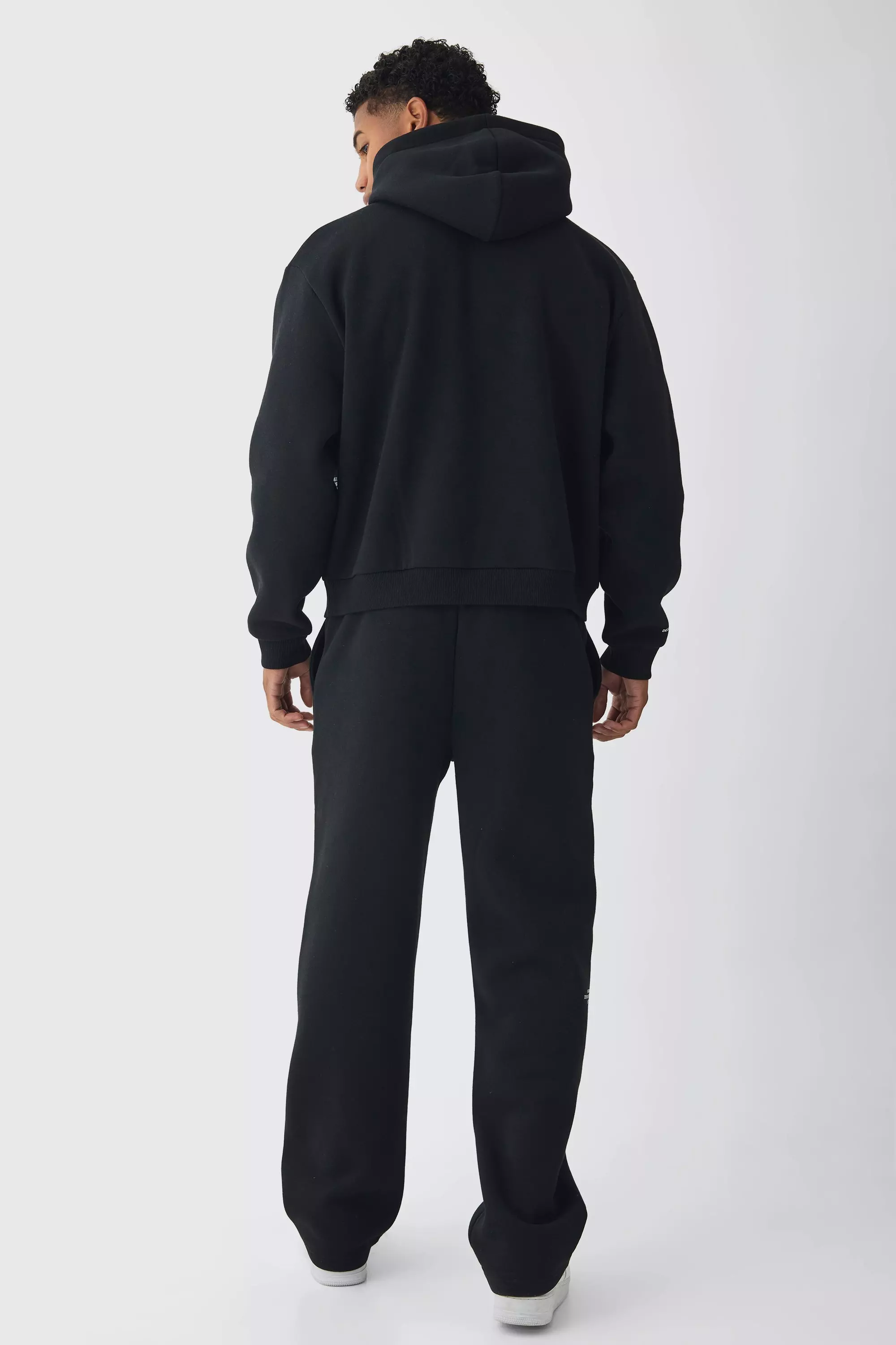 Black Oversized Boxy Homme Printed Embossed Hoodie alternative image