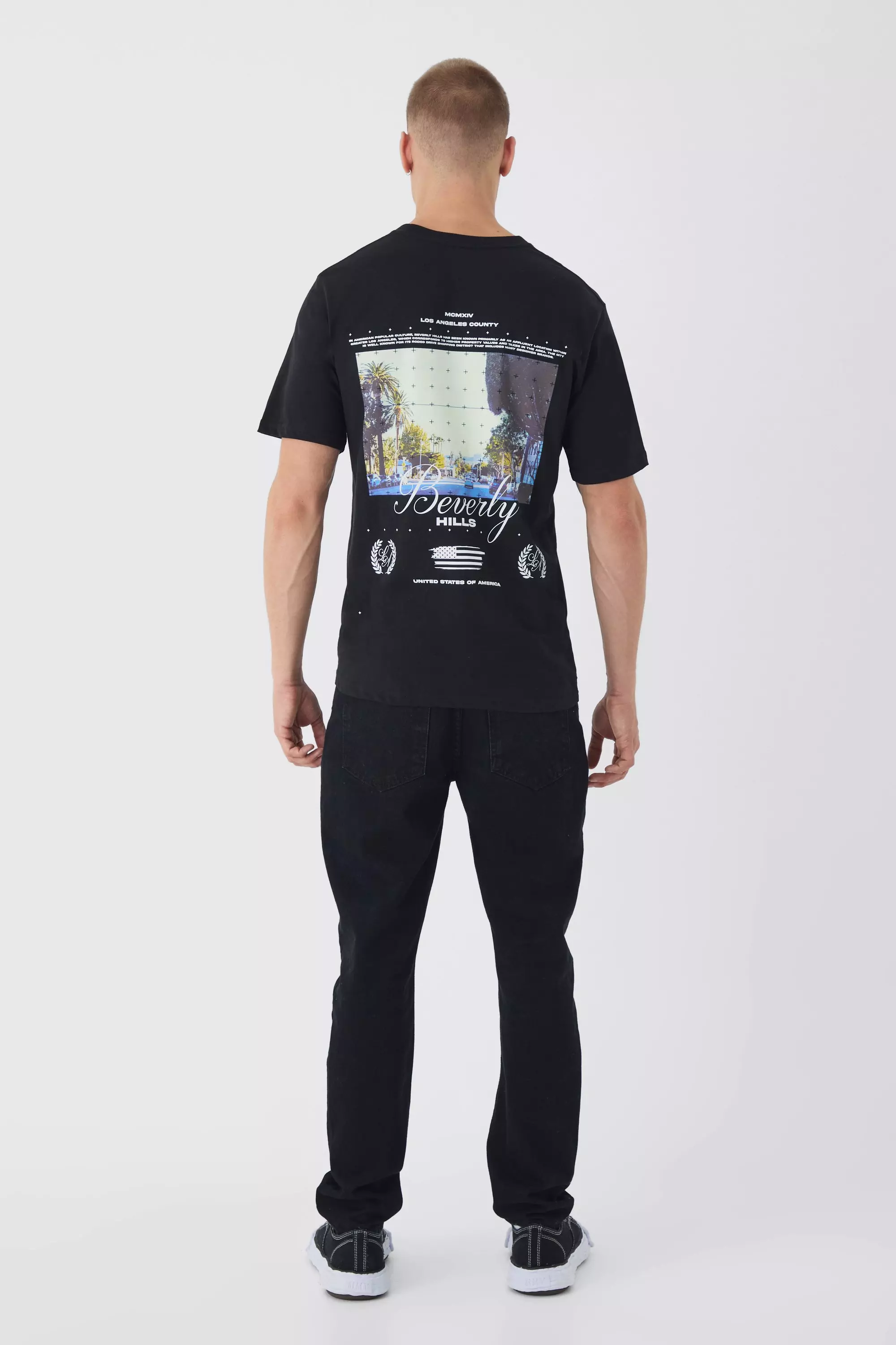 Black Beverly Hills Landscape Back Print T-Shirt alternative image
