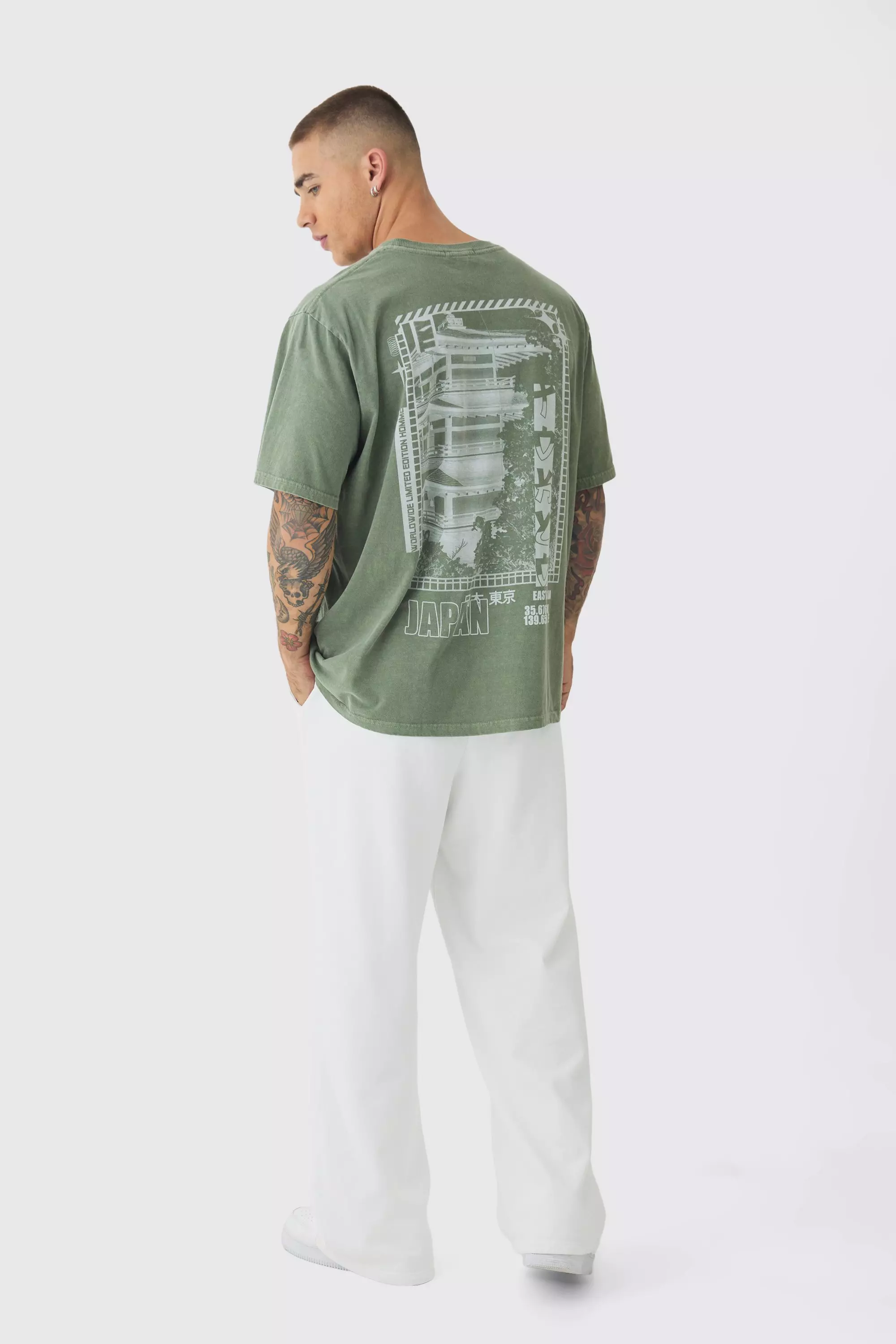 Washed Japan Back Print T-Shirt | boohooMAN USA