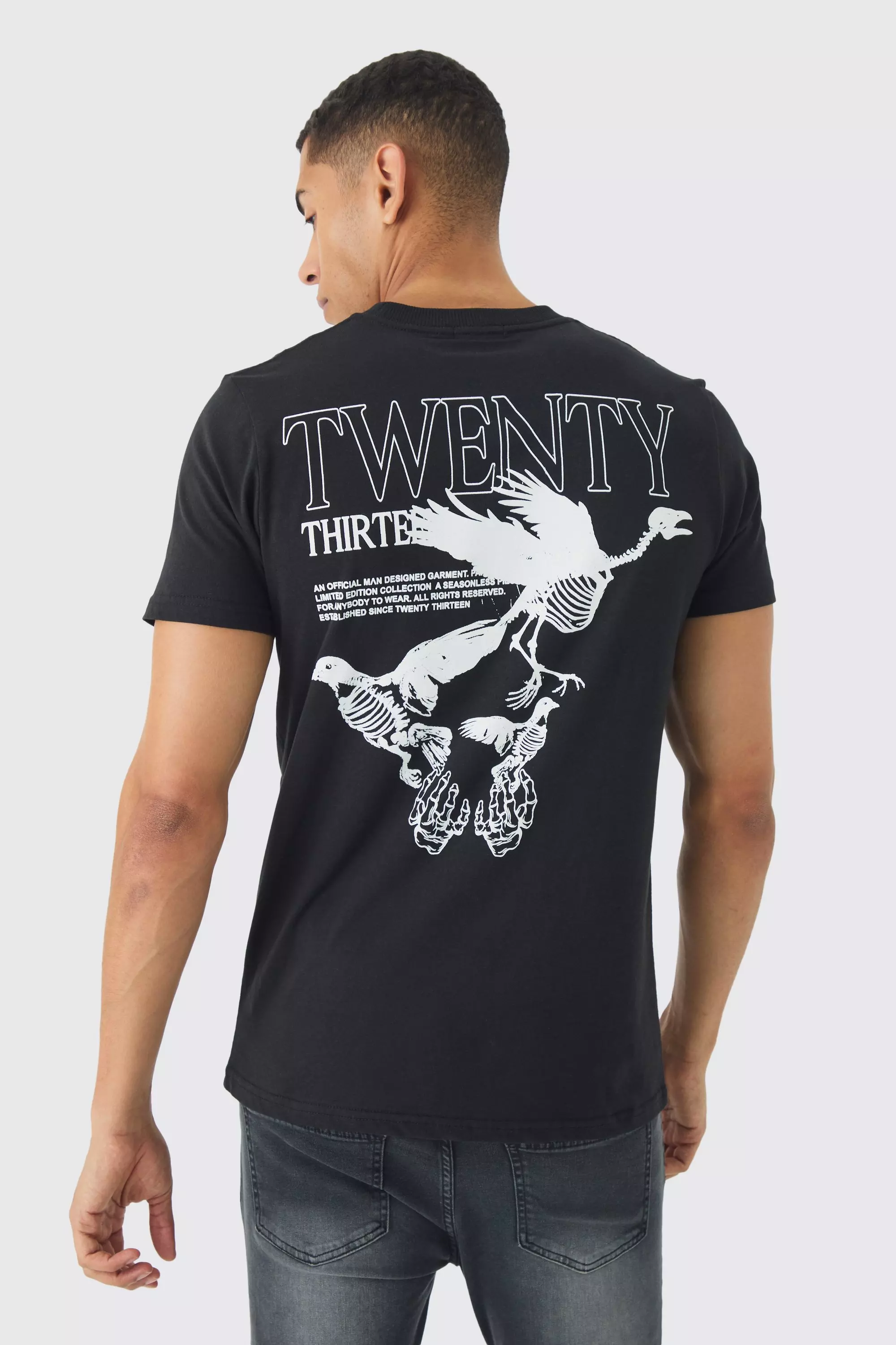 Black Slim Twenty Thirteen Print T-Shirt