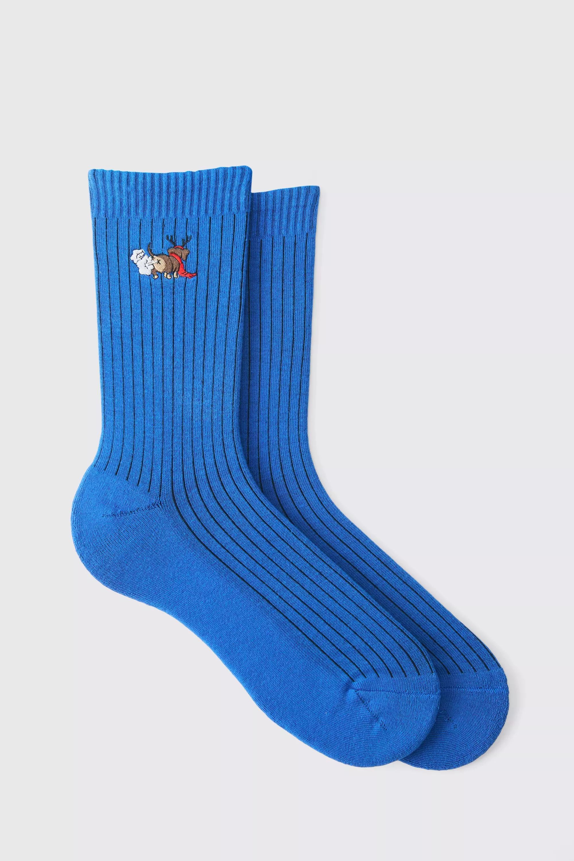 Rudolph Christmas Socks Blue