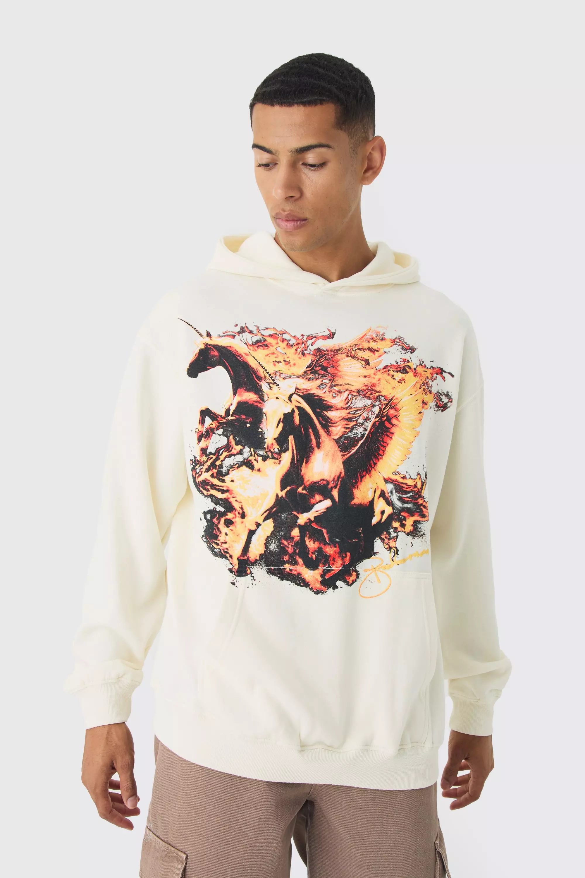 Boohooman flame hoodie hotsell