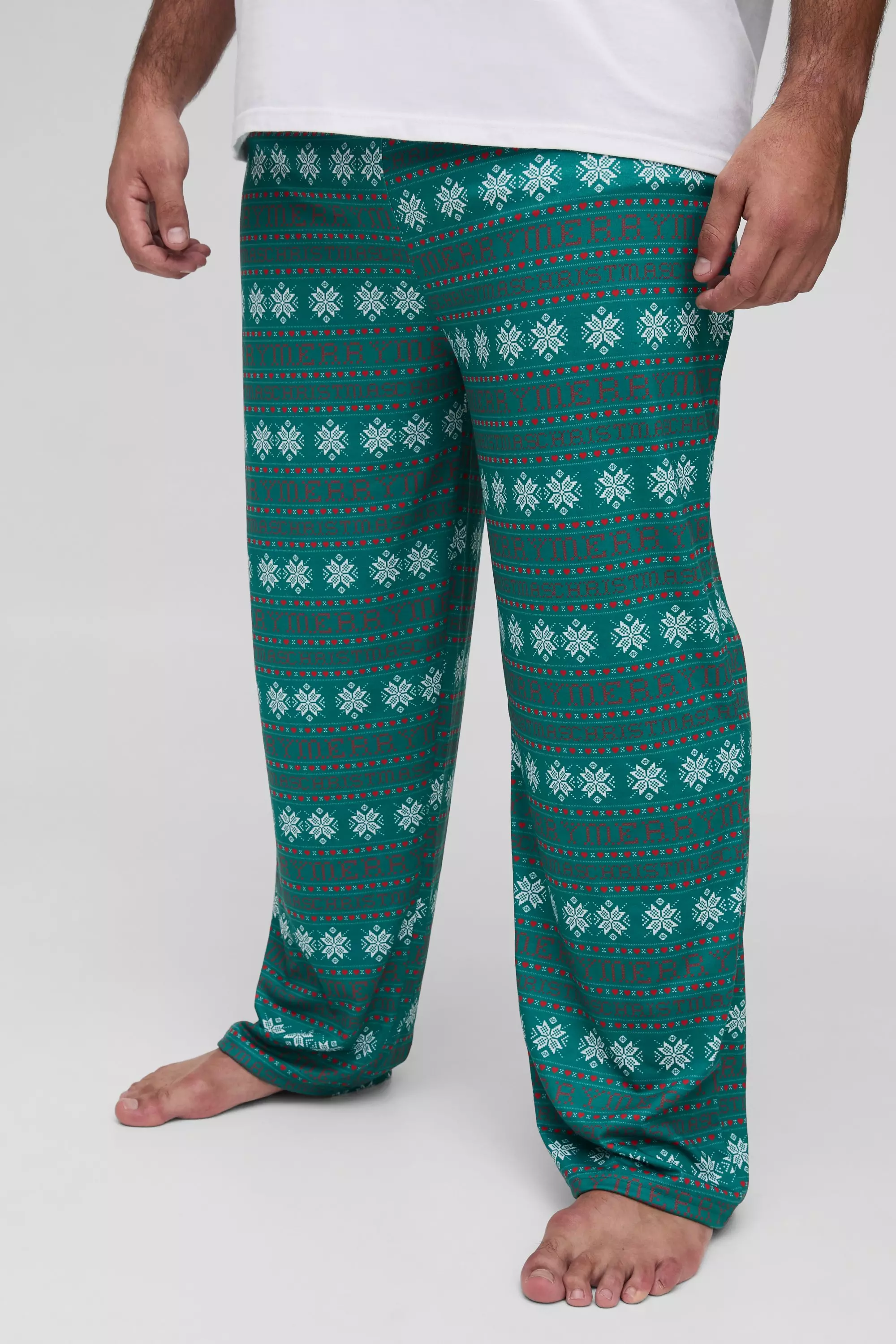 Plus Merry Christmas Lounge Bottoms boohooMAN