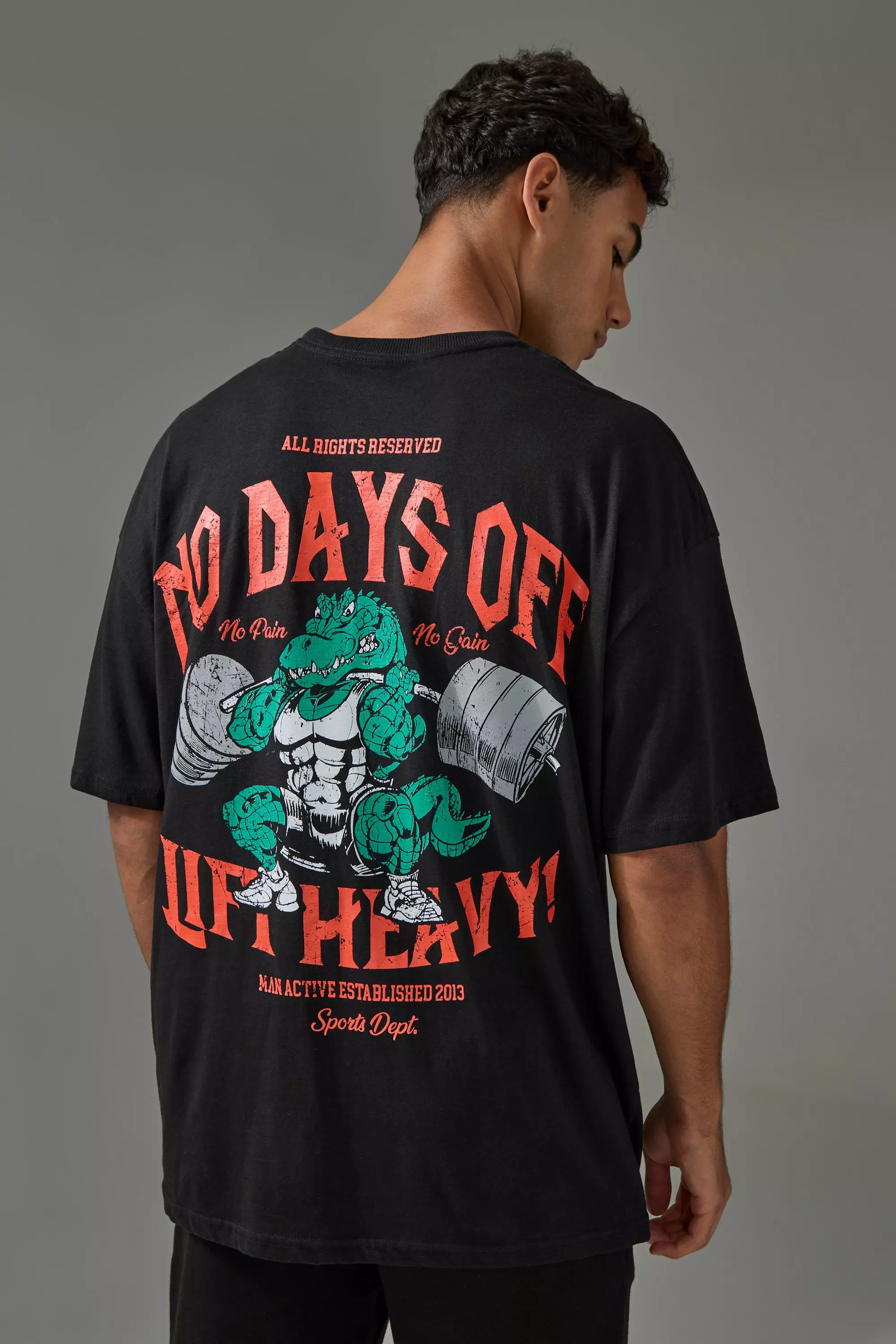 Black Oversized Dik No Days Off Lift T-Shirt alternatieve afbeelding