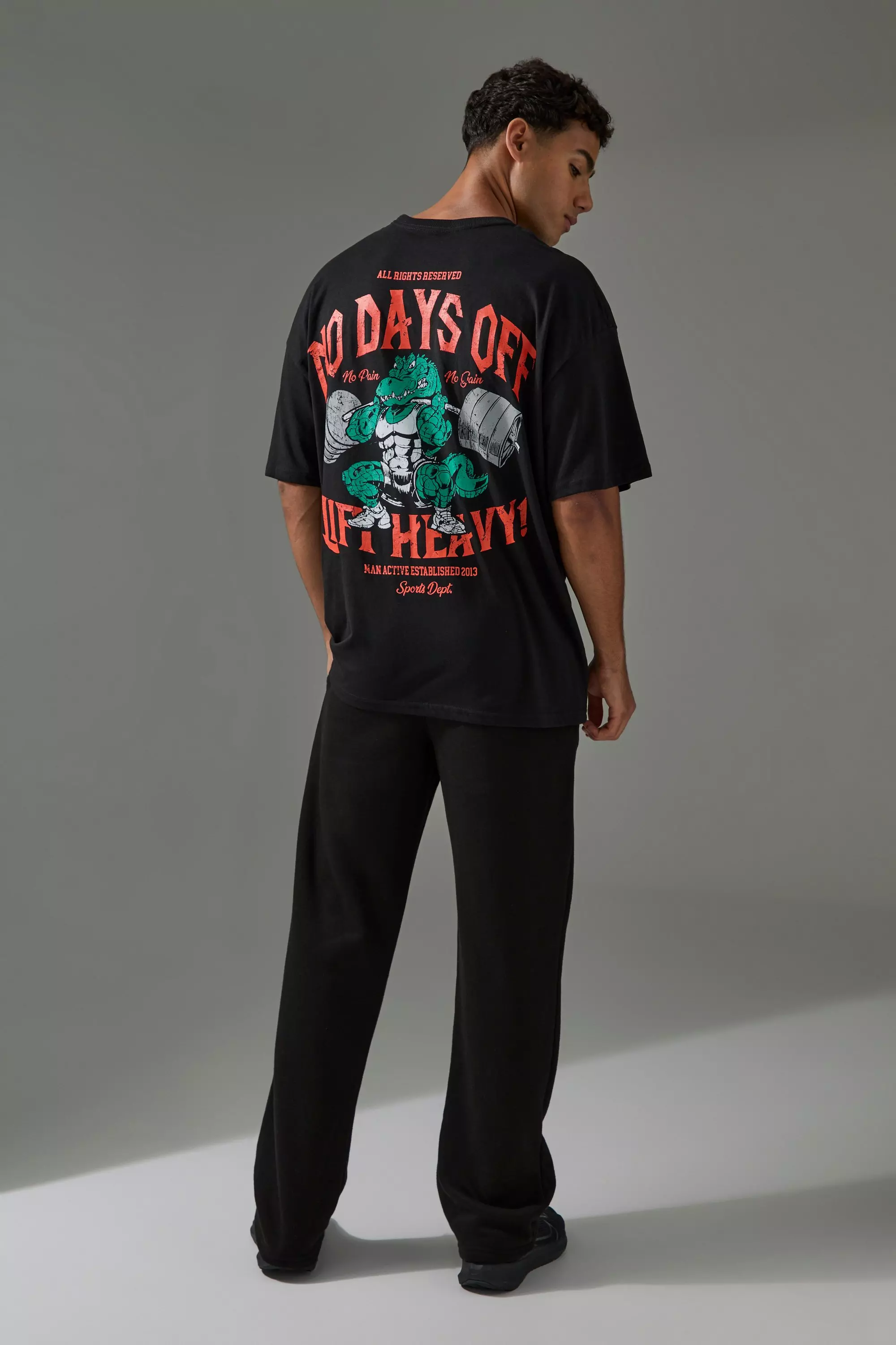Black Oversized Dik No Days Off Lift T-Shirt alternatieve afbeelding