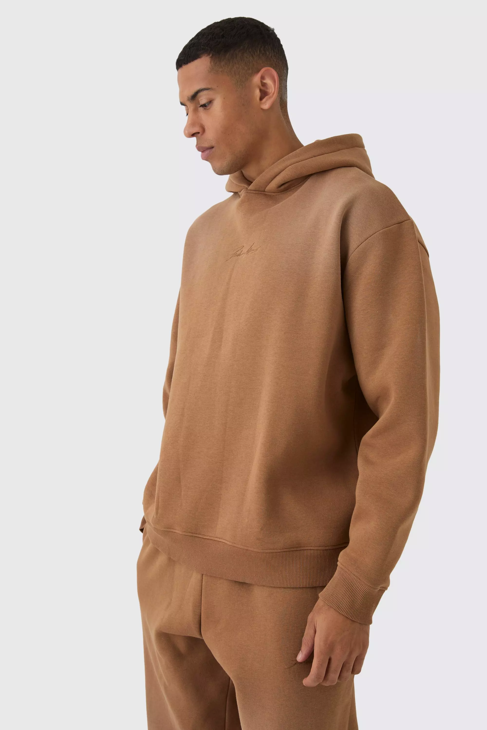 Taupe Oversized Man Spray Wash Hoodie alternative image