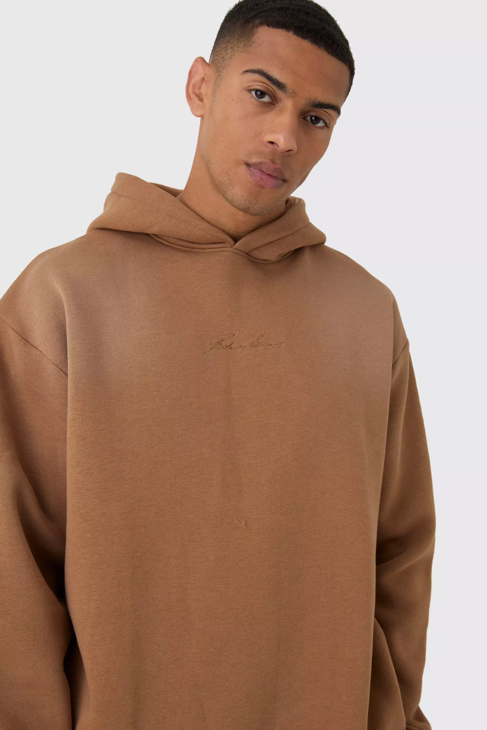 Taupe Oversized Man Spray Wash Hoodie alternative image