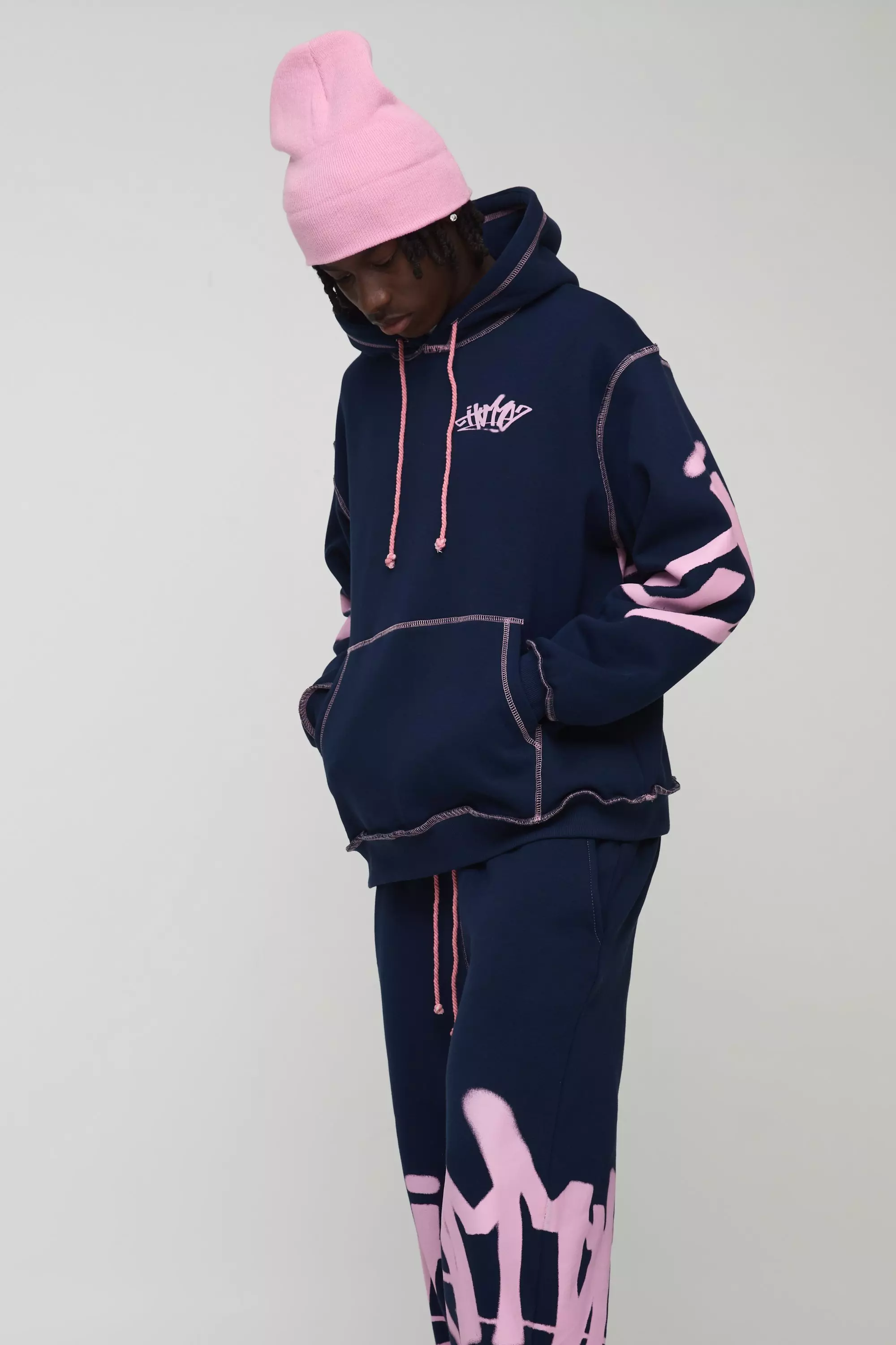 Survêtement oversize à imprimé graffiti - MAN, Navy autre image