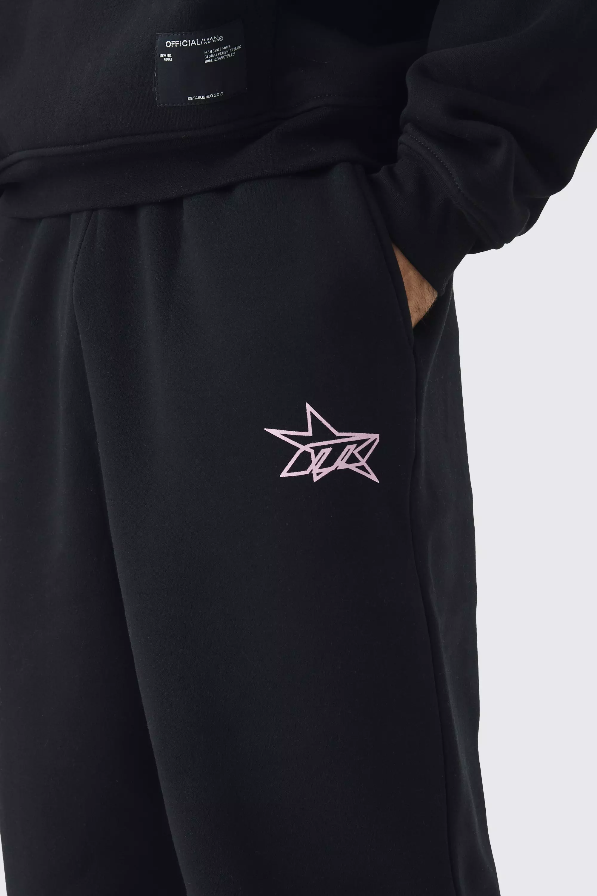 Wide Leg Star Printed Joggers | boohooMAN