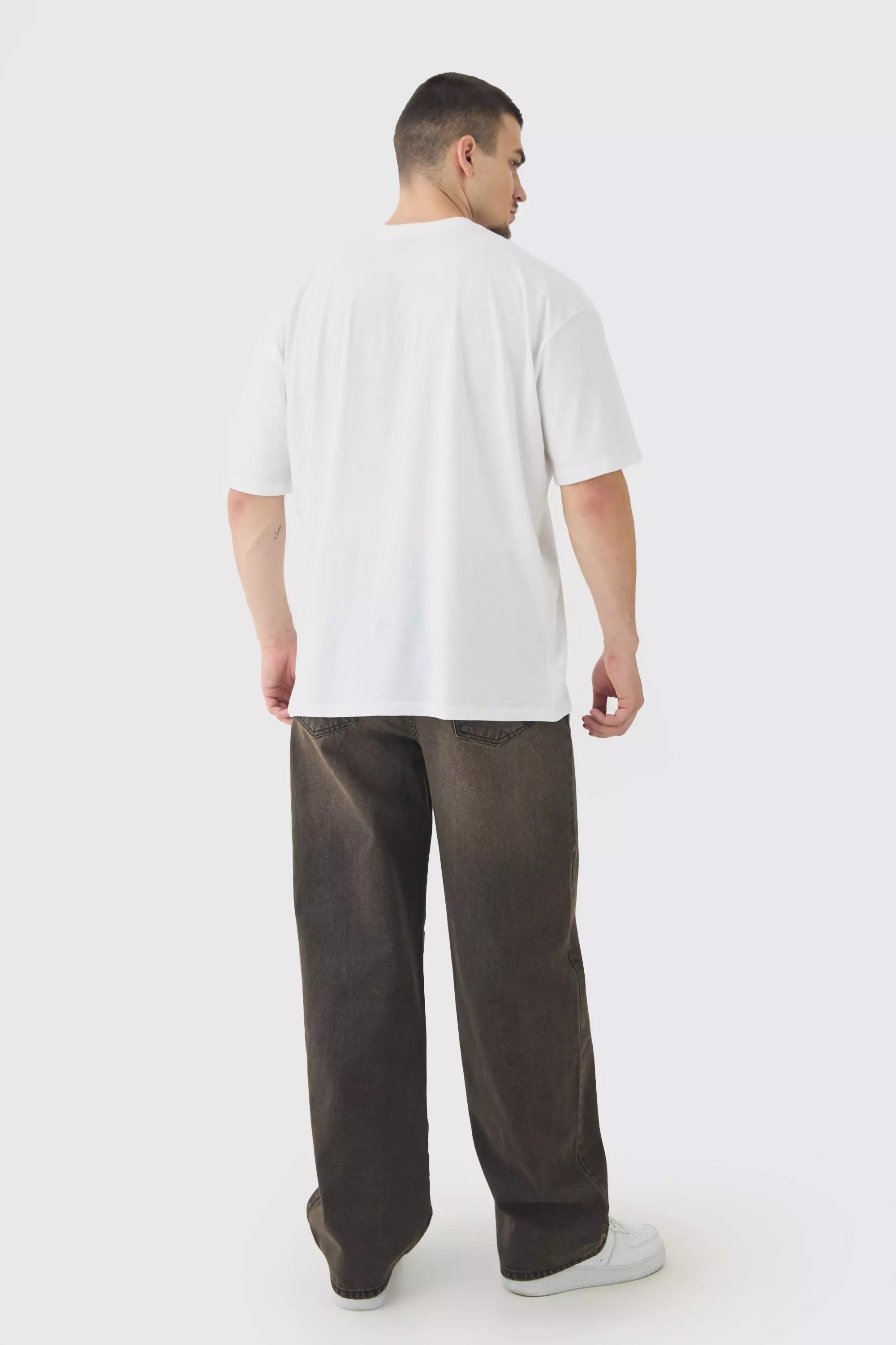 Tall lockere Jeans mit doppeltem Bund, Brown alternatives Bild