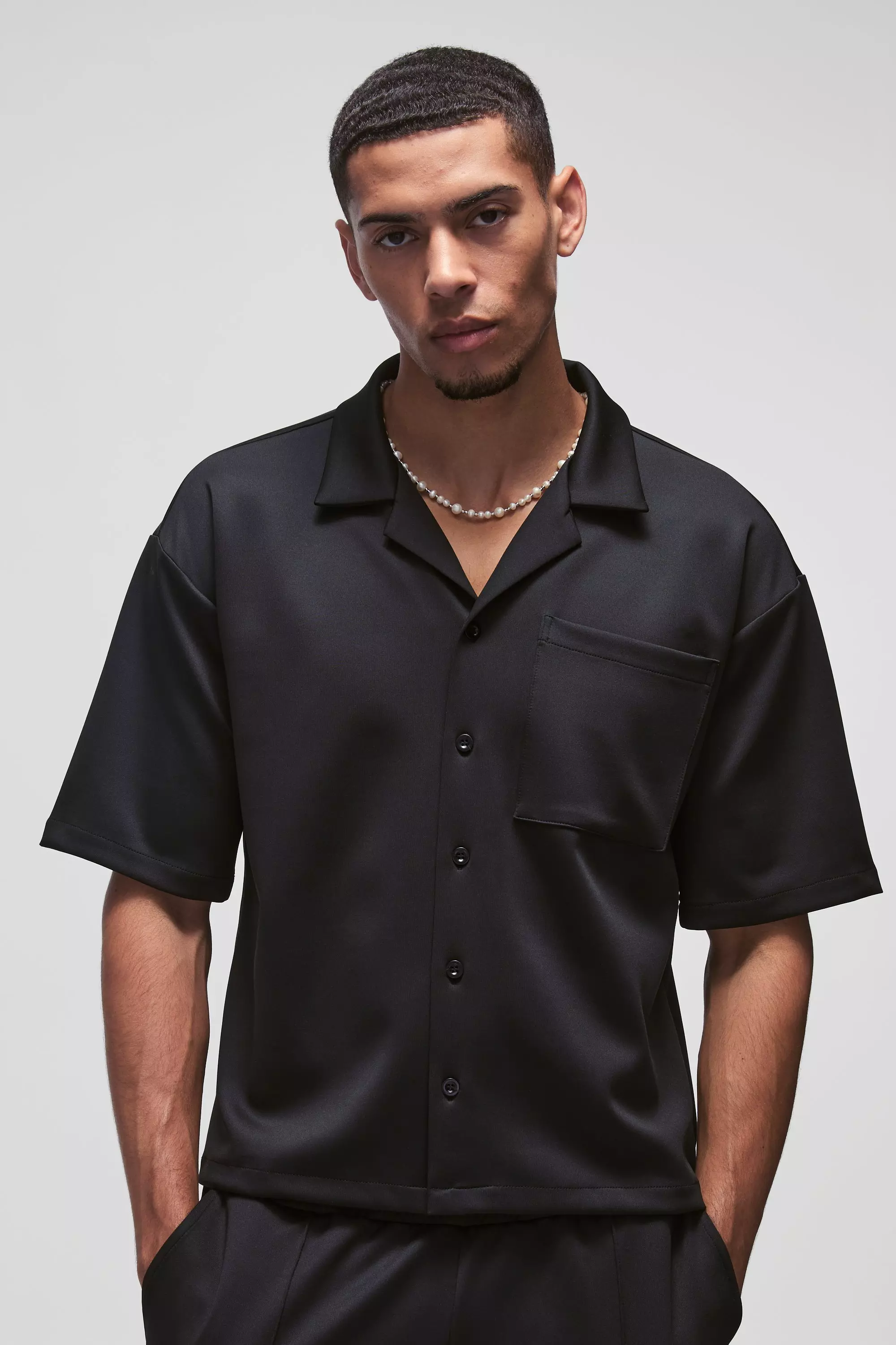 Oversized Boxy Scuba Shirt Black