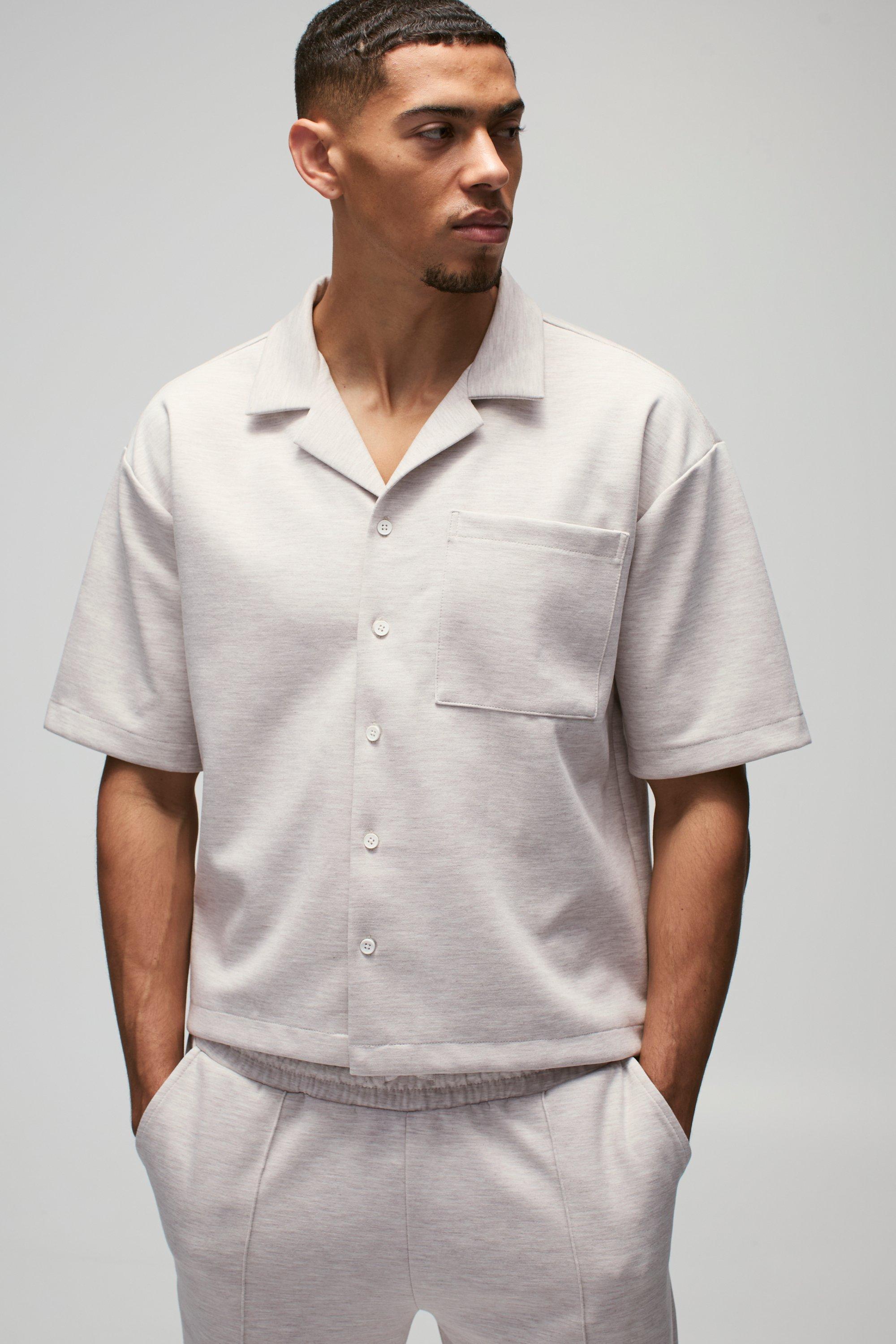 Ecru marl Oversized Boxy Scuba Marl Shirt