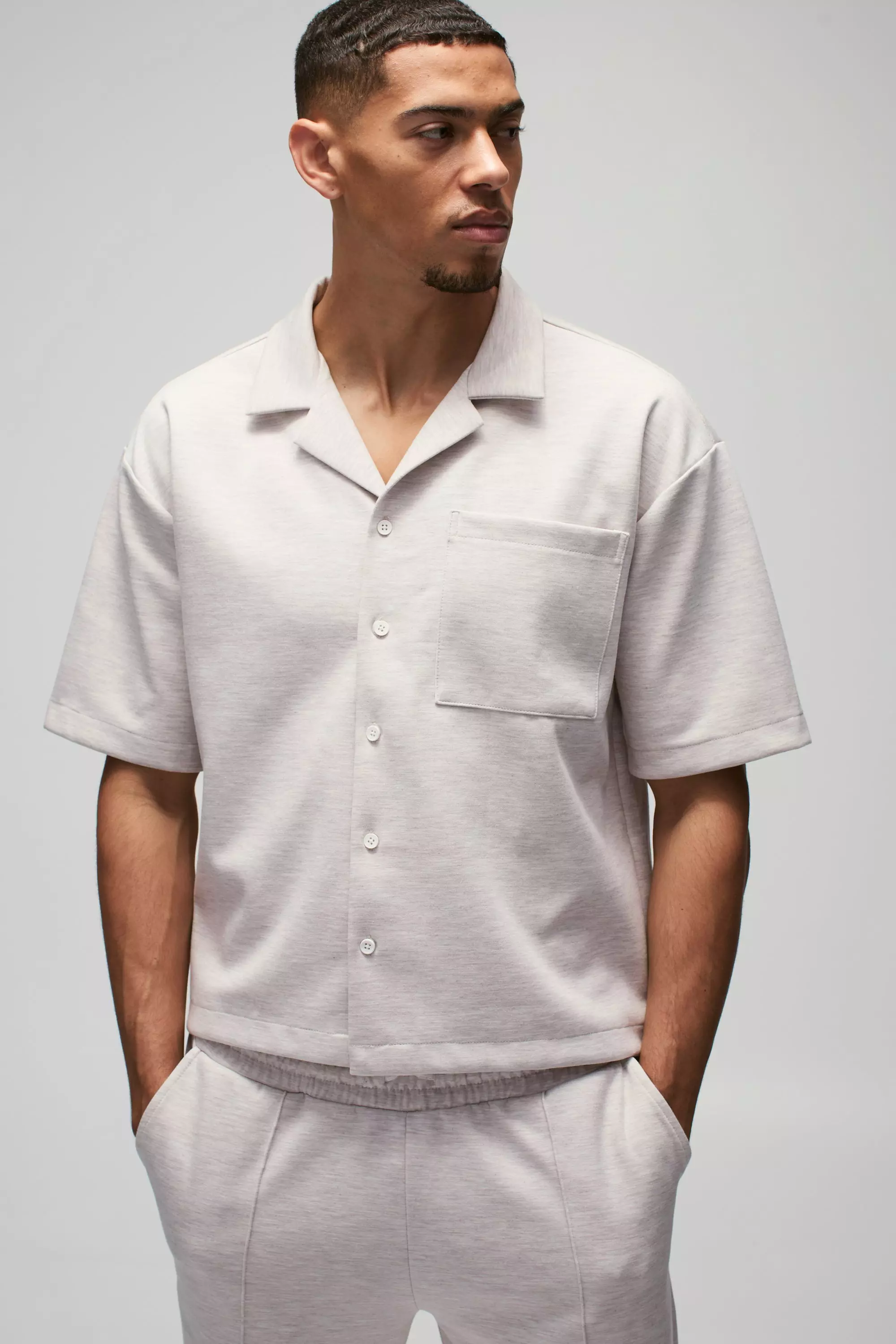 Ecru marl Oversized Boxy Scuba Marl Shirt alternative image