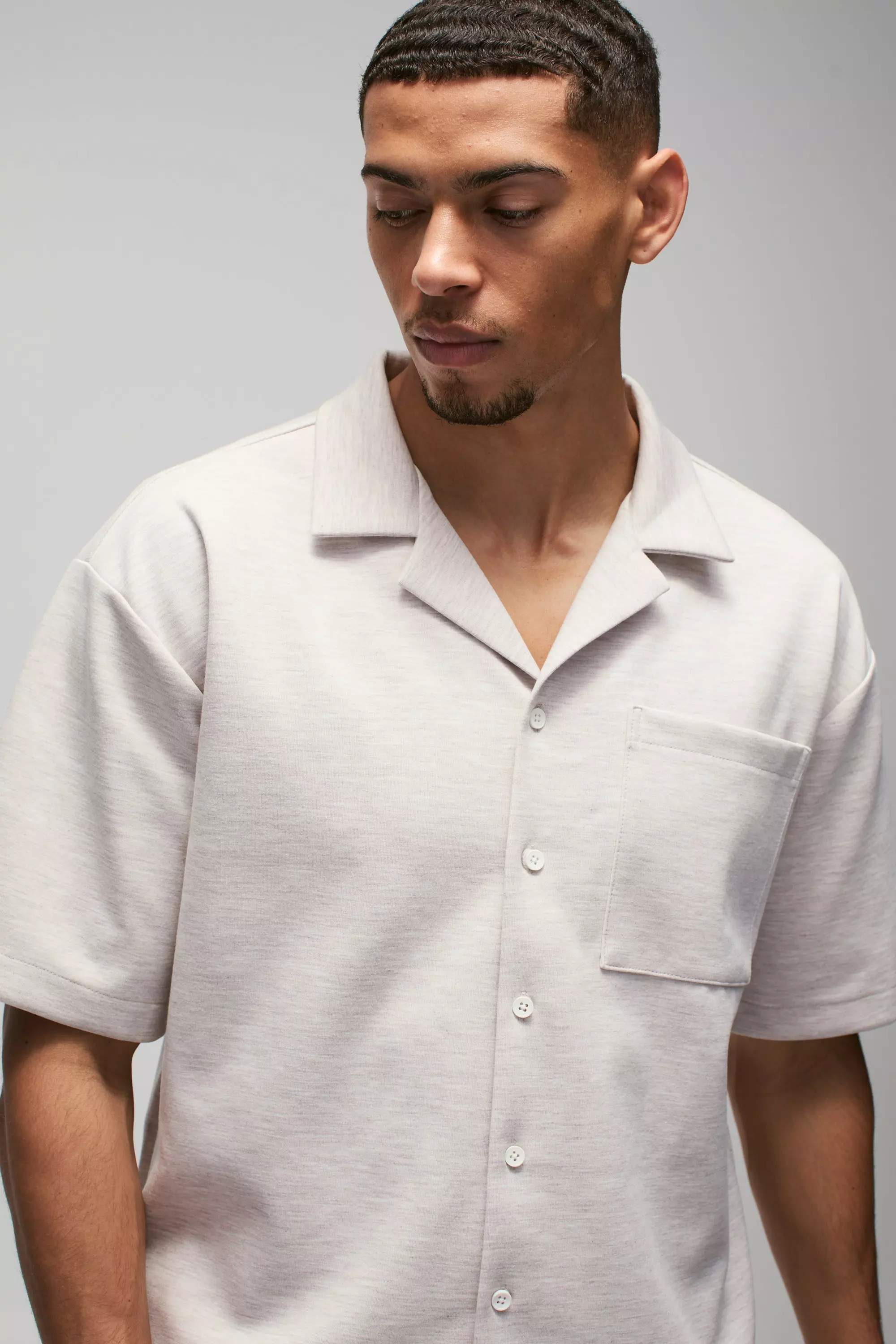 Ecru marl Oversized Boxy Scuba Marl Shirt alternative image