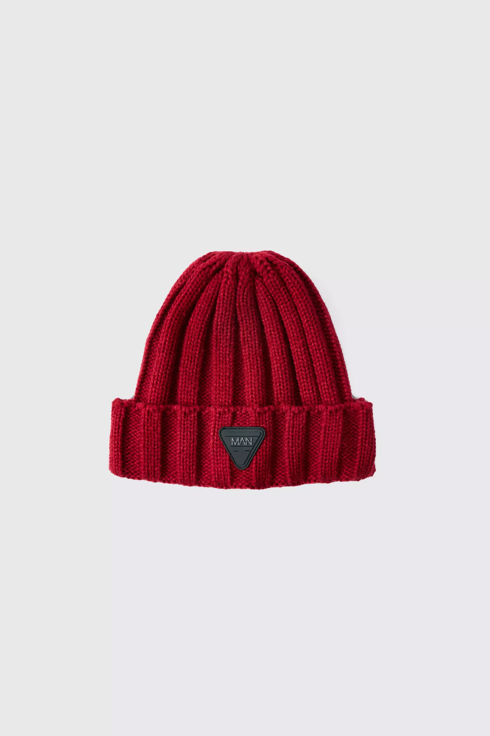 Berretto Beanie In Maglia Spessa Con Logo In Gomma, Red immagine alternativa