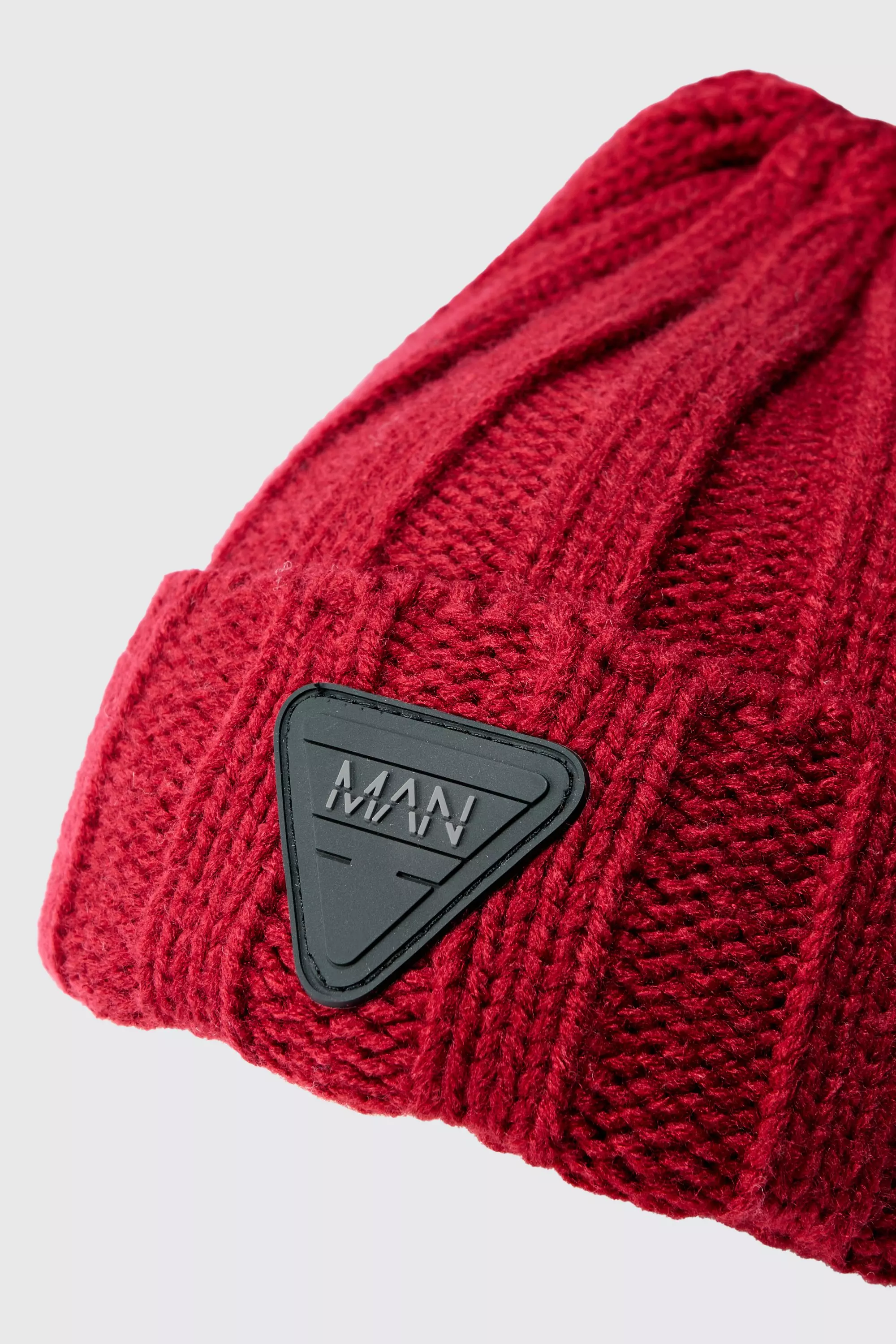 Berretto Beanie In Maglia Spessa Con Logo In Gomma, Red immagine alternativa