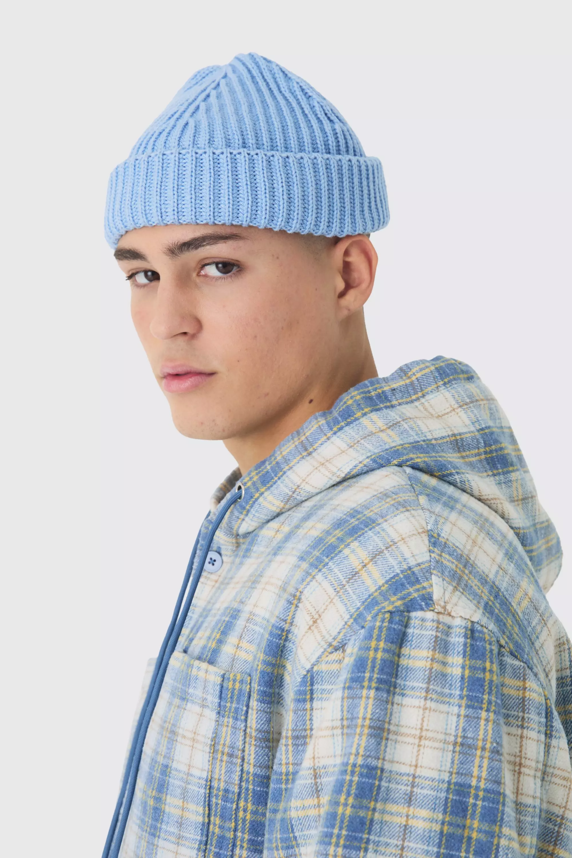 Ribbed Micro Beanie Blue