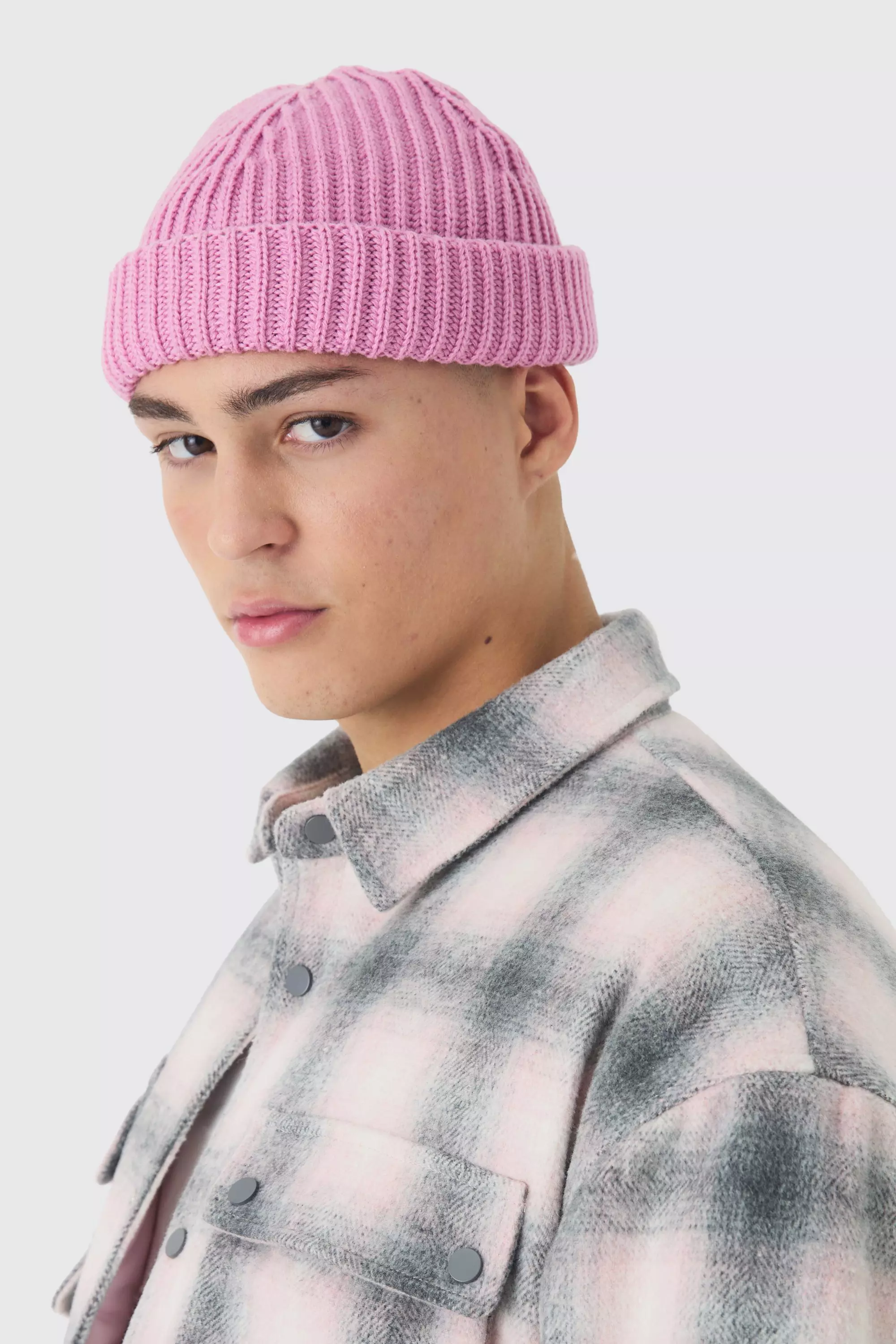 Ribbed Micro Beanie Pink